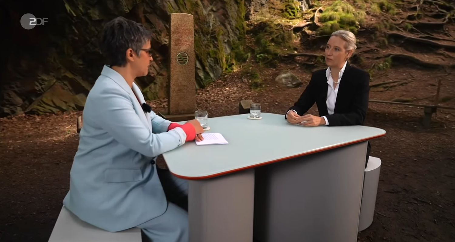 Alice Weidel und Shakuntala Banerjee im ZDF-Sommerinterview.