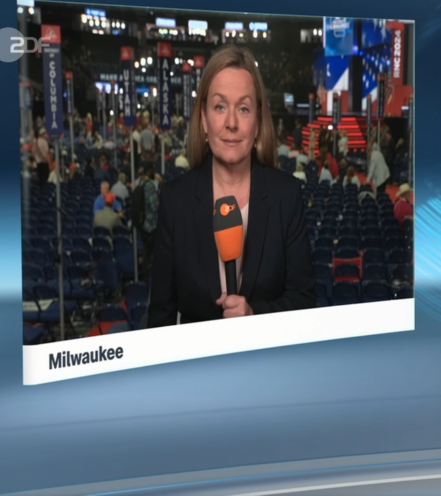 Laura Barnick im Schaltgespräch mit ZDF-Korrespondentin Claudia Bates.