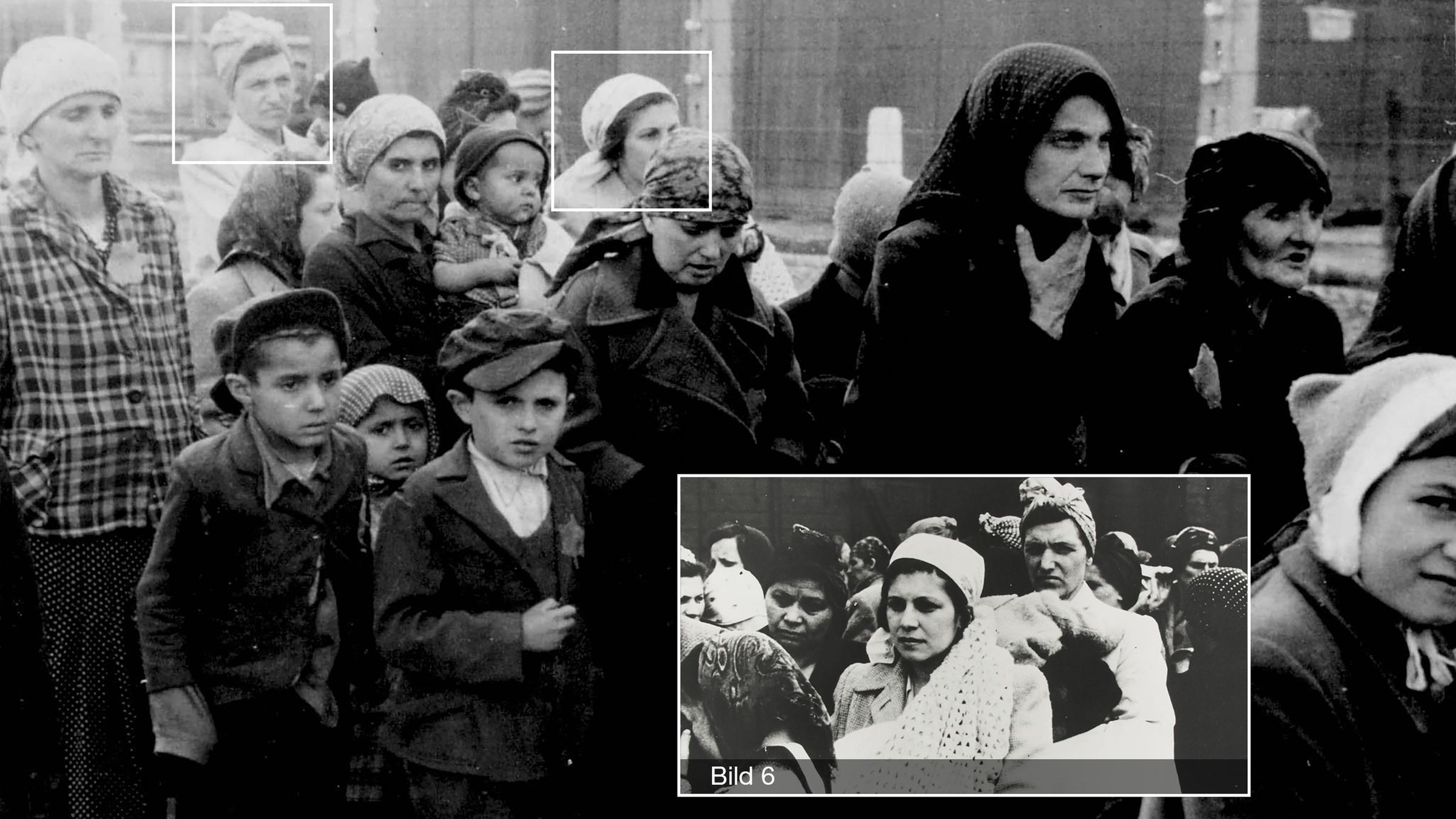 KZ Auschwitz-Birkenau - Auf dem Weg in die Gaskammer: Henchu Falkovicz und die hochgewachsene Frau, die auf der Rampe hinter ihr stand.