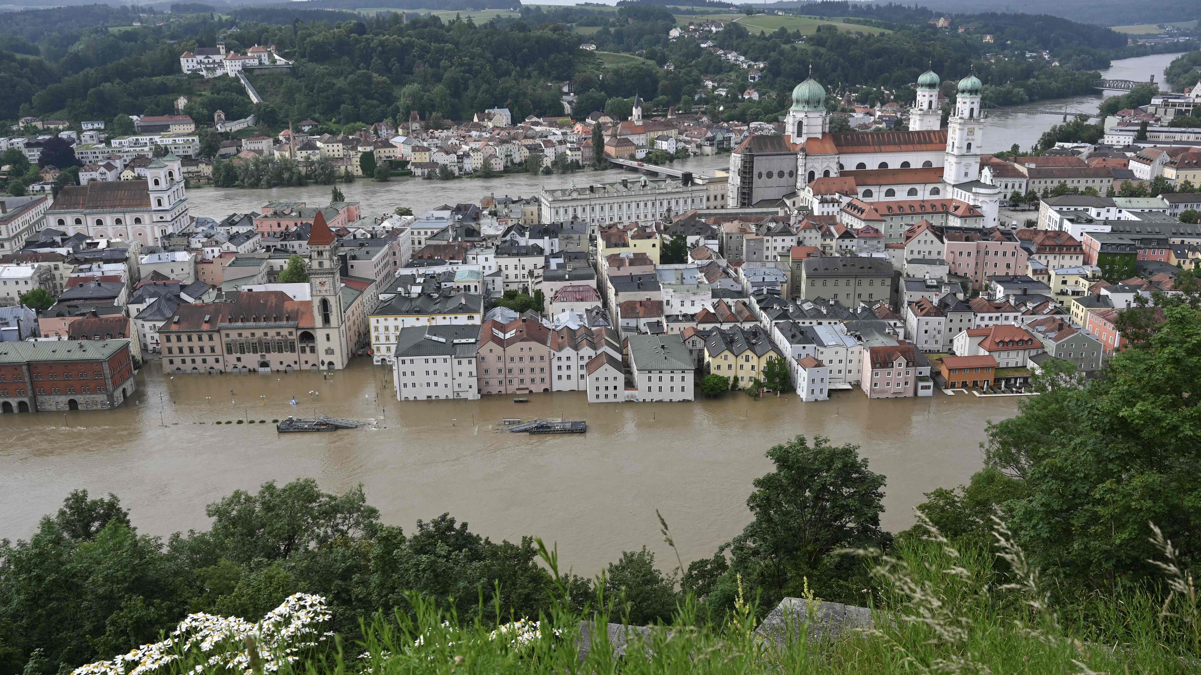Passau, 04.06.2024: Die überflutete Altstadt von Passau