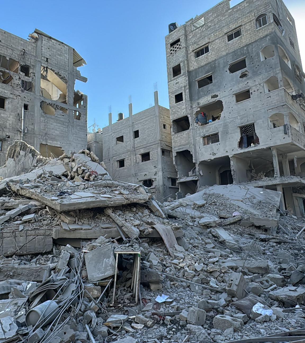 Palestinians inspect the damage after an Israeli airstrike in Beit Lahia, in the northern Gaza Strip on October 19, 2024, amid the ongoing conflict between Israel and the Palestinian Hamas militant group.