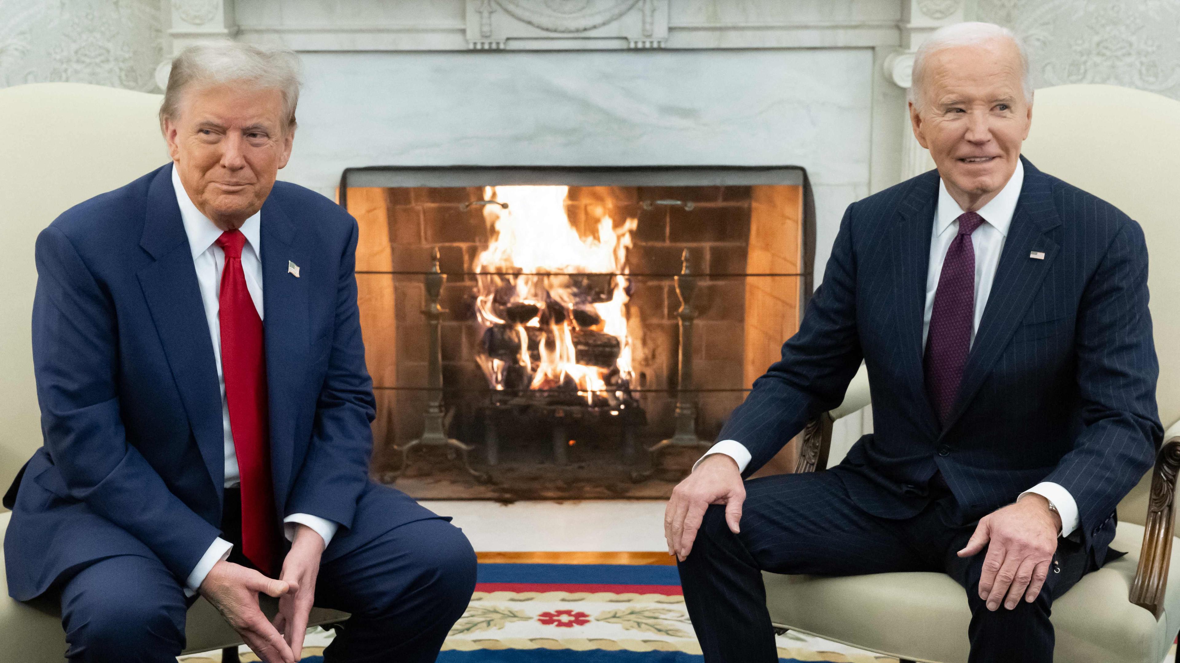 US President Joe Biden meets with US President-elect Donald Trump in the Oval Office of the White House in Washington, DC, on November 13, 2024