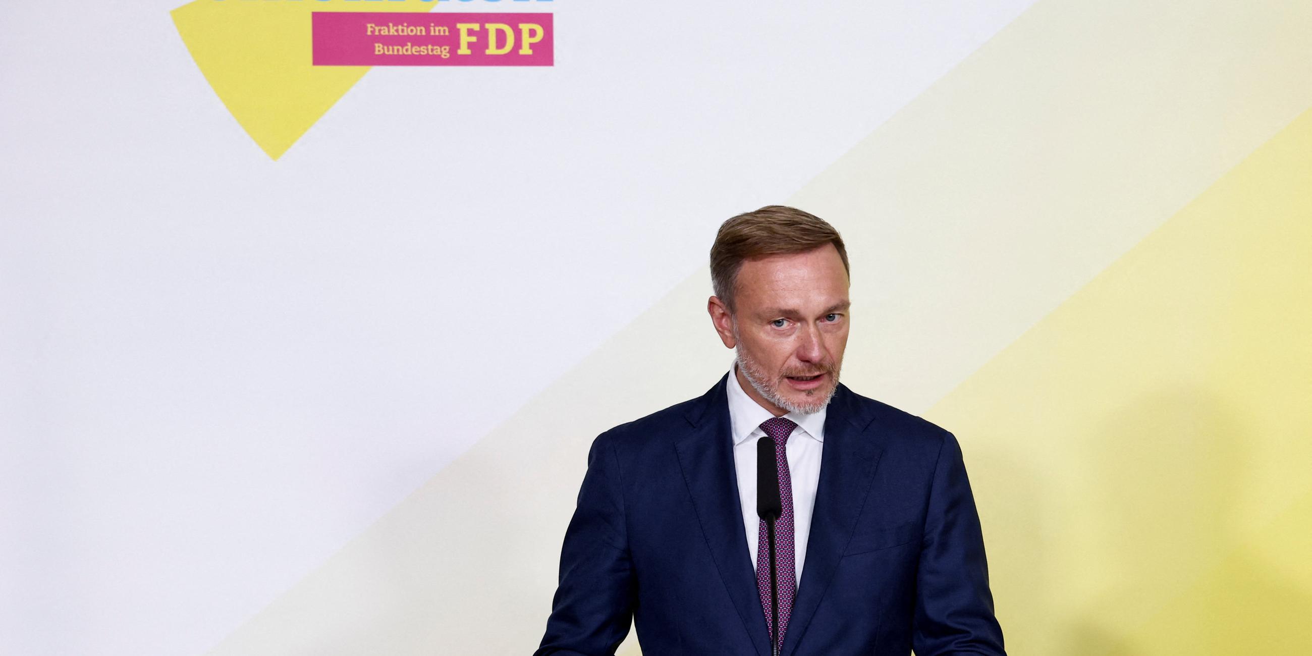 Germany's Free Democratic Party (FDP) leader and Finance Minister Lindner gives a statement, in Berlin