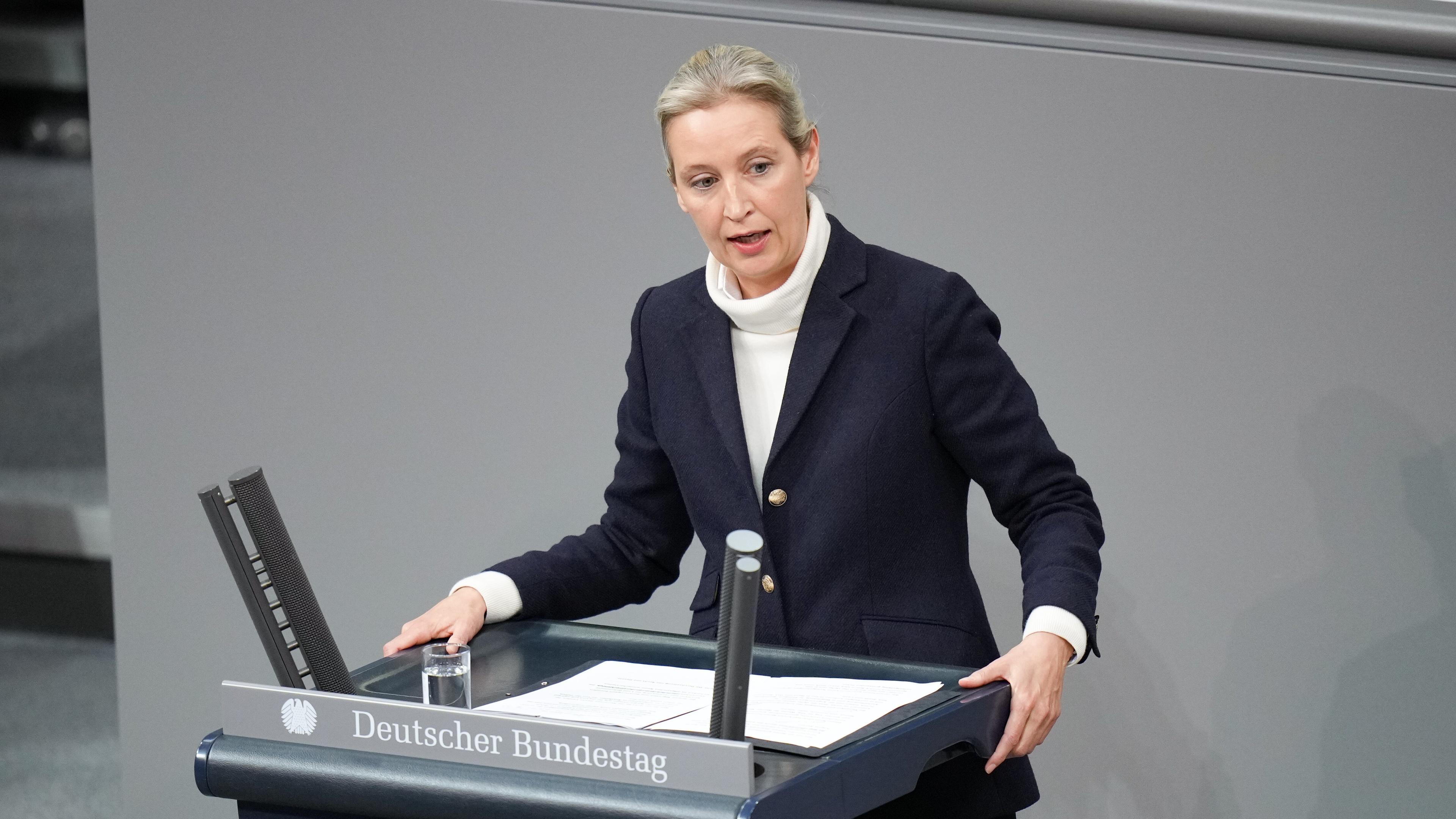 Alice Weidel (AfD) nach der Regierungserklaerung des Bundeskanzlers