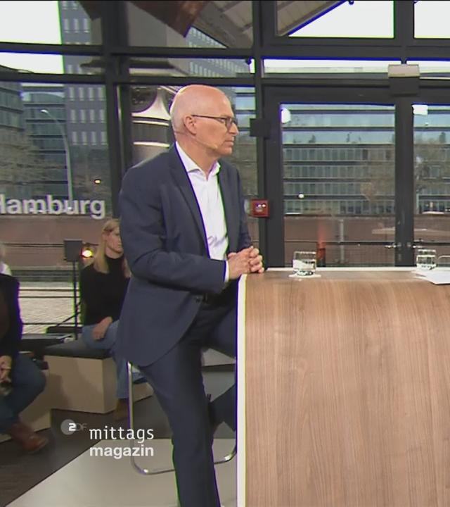 Peter Tschentscher, SPD, im Gespräch mit ZDF-Mima-Moderator Andreas Wunn