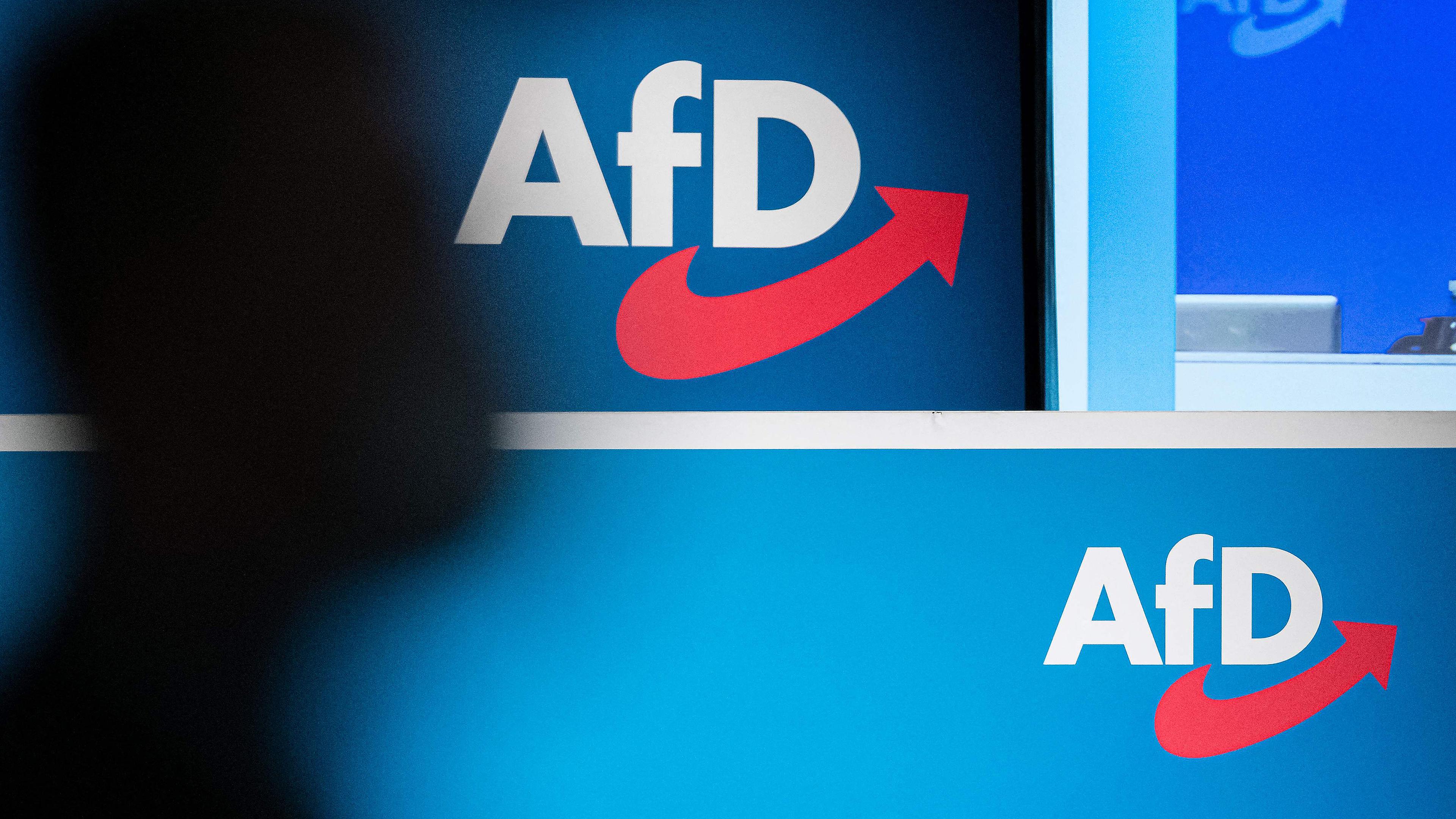 Ein Teilnehmer trägt beim Landesparteitag der AfD Mecklenburg-Vorpommern im Kur- und Landhotel Borstel-Treff ein T-Shirt mit dem Logo der Partei, aufgenommen am 24.02.2024