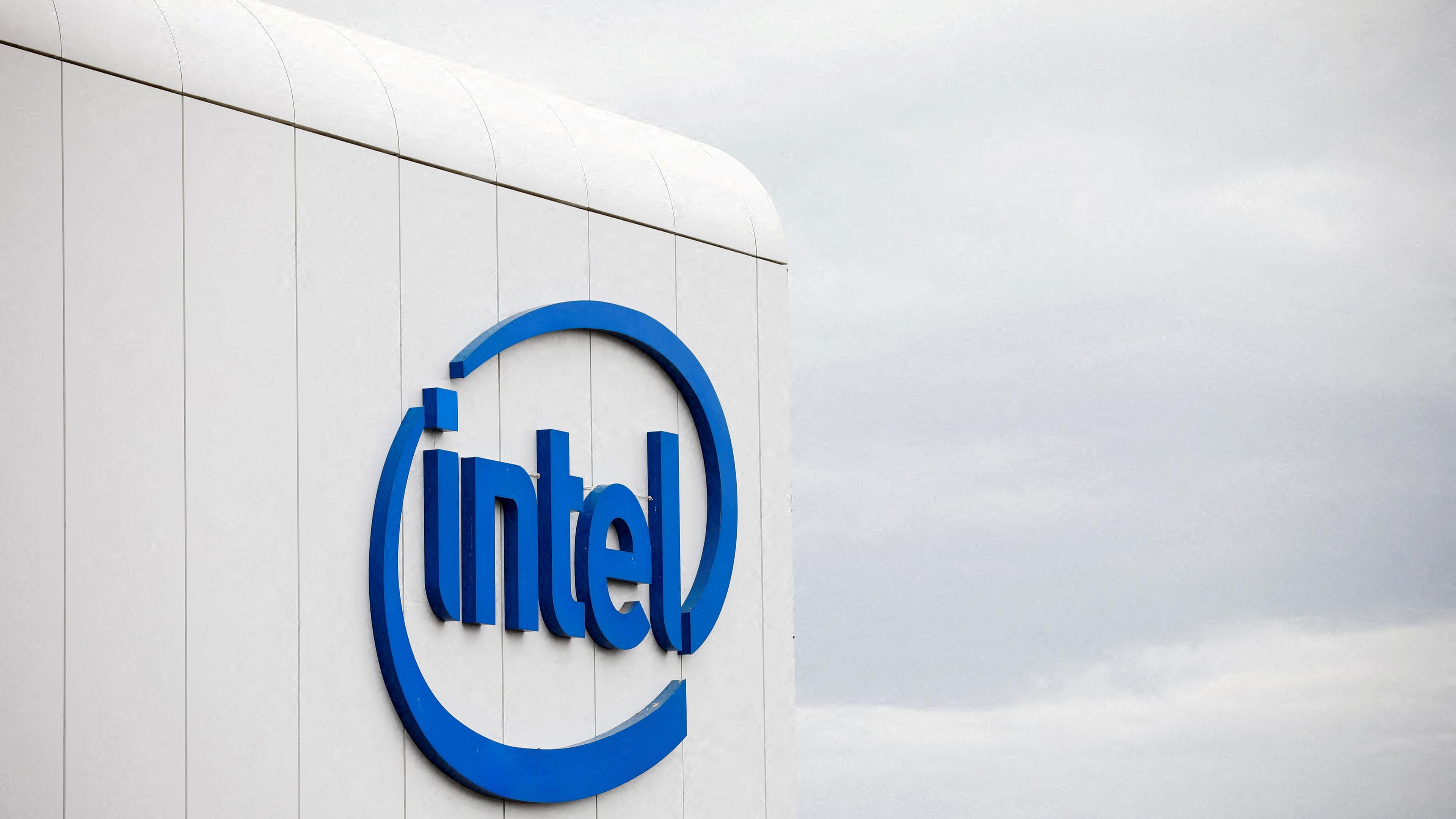 FILE PHOTO: U.S. chipmaker Intel Corp's logo is seen on their "smart building" in Petah Tikva, near Tel Aviv