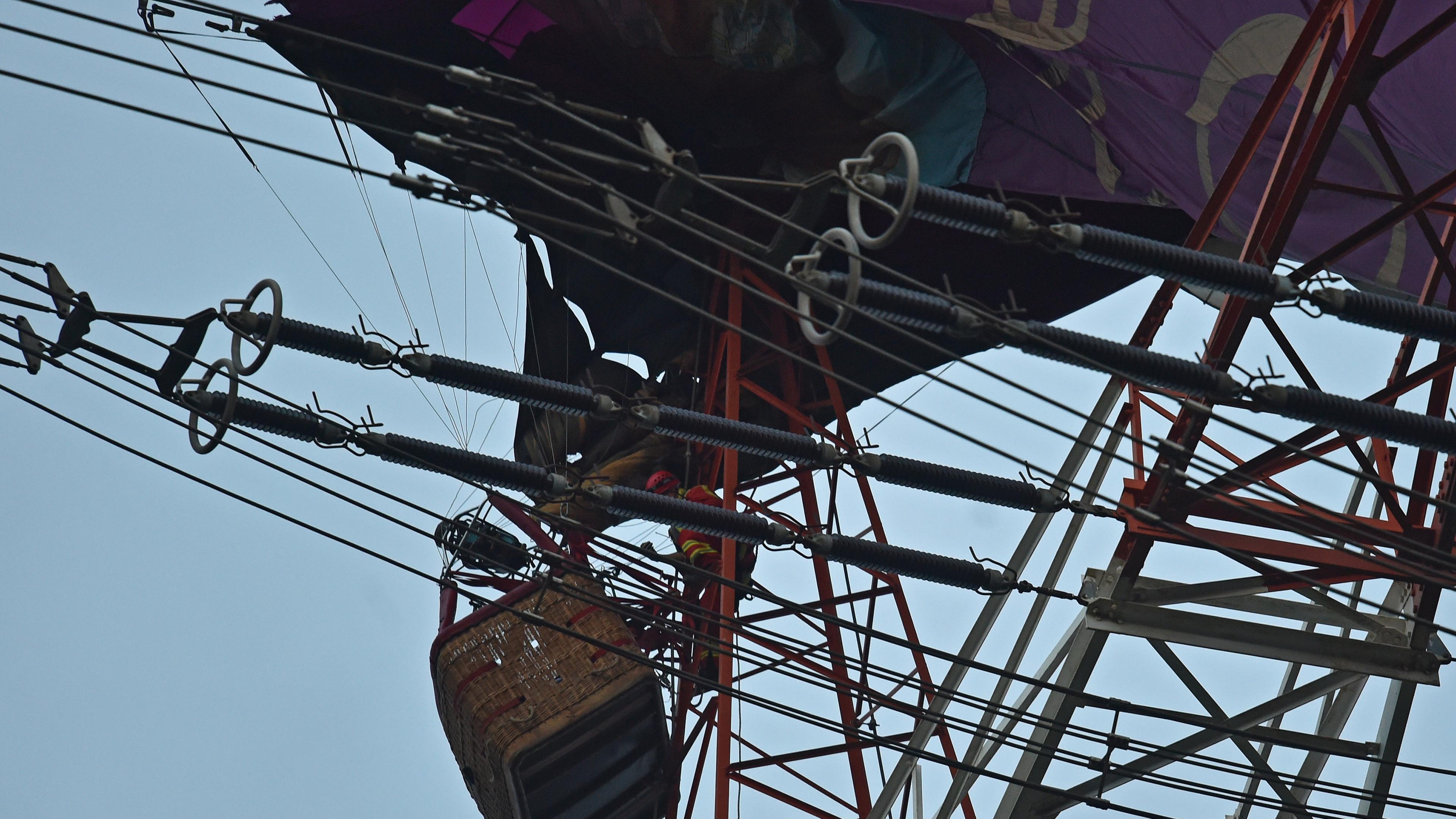 Ballon in Hochspannungsmast; 30.09.2018