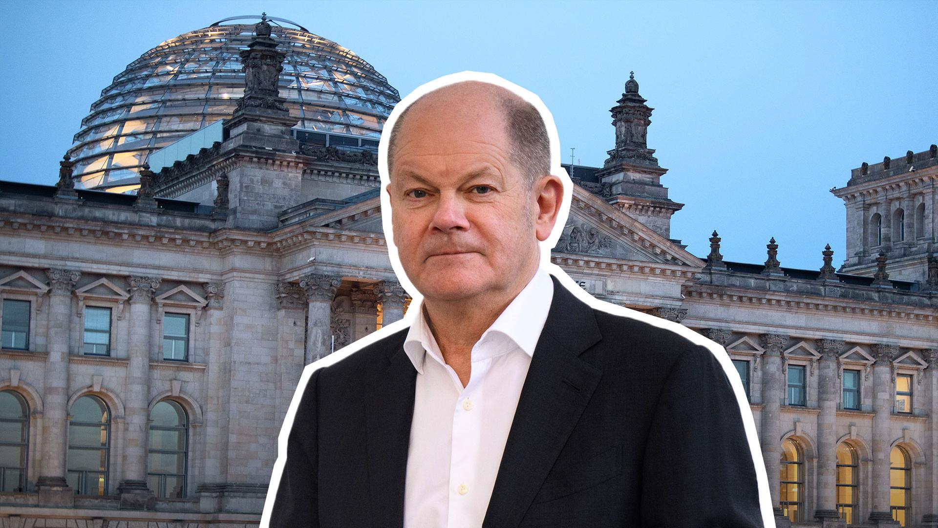 Bundeskanzler Olaf Scholz vor Reichstag 