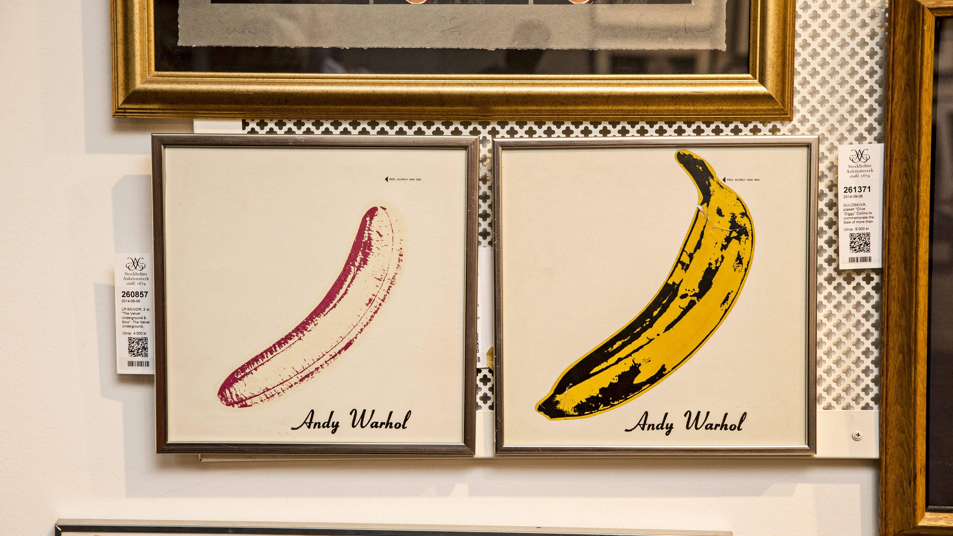 Das Cover "Velvet Underground" von Andy Warhol bei einer Auktion in Schweden.