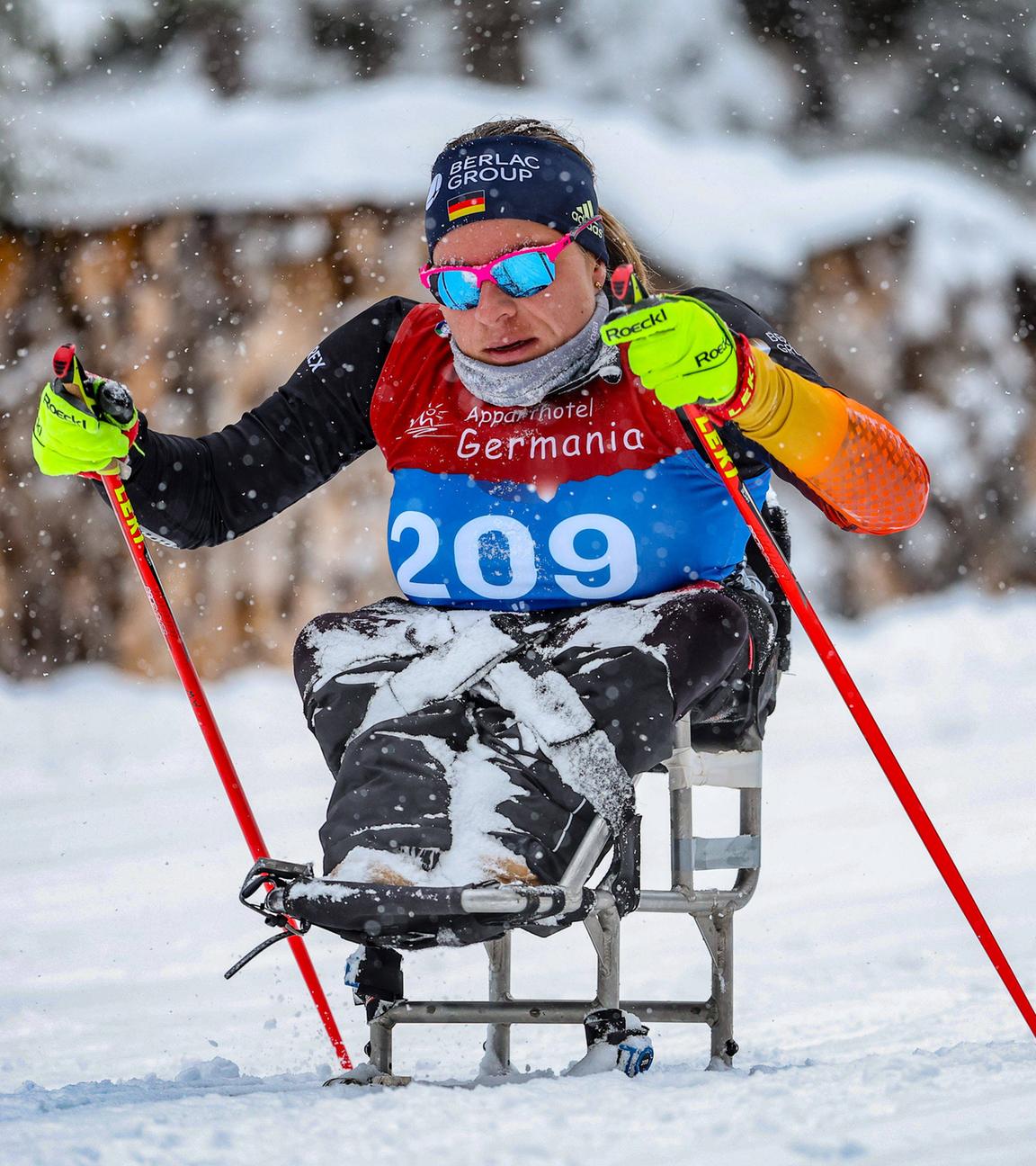 Deutschlands Anja Wicker in Aktion beim Rennen in Toblach am 14.02.2025.