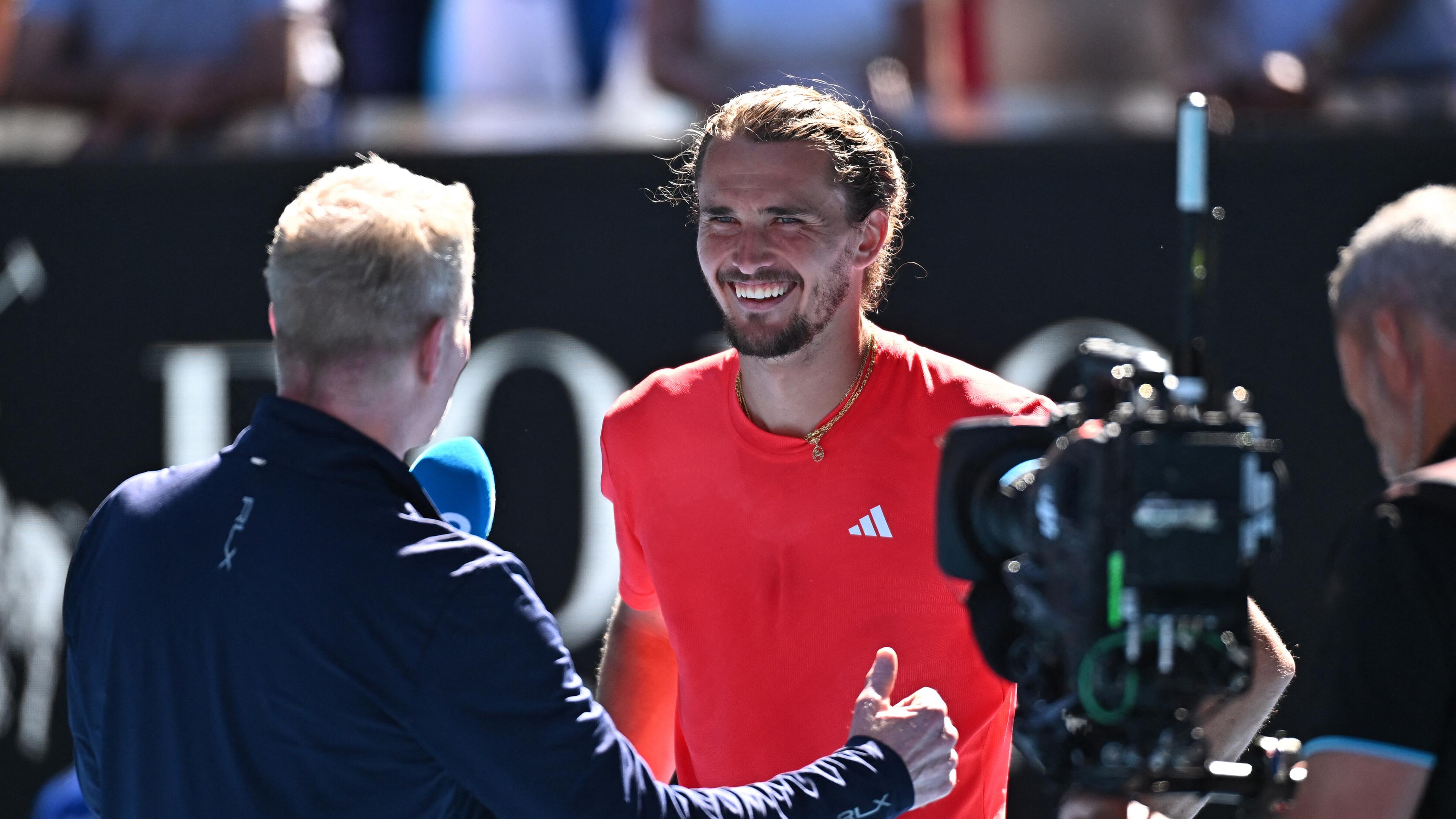 Australien, Melbourne, Australian Open: Alexander Zverev während seines Halbfinalspiels bei den Australian Open 2025 im Melbourne Park