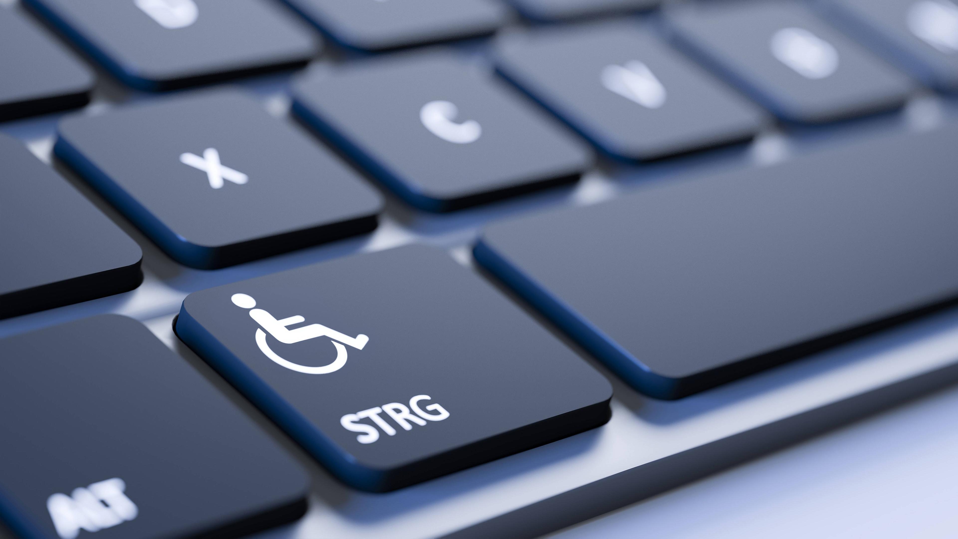 Schwarze Tastatur mit Steuerungstaste Behindertensymbol