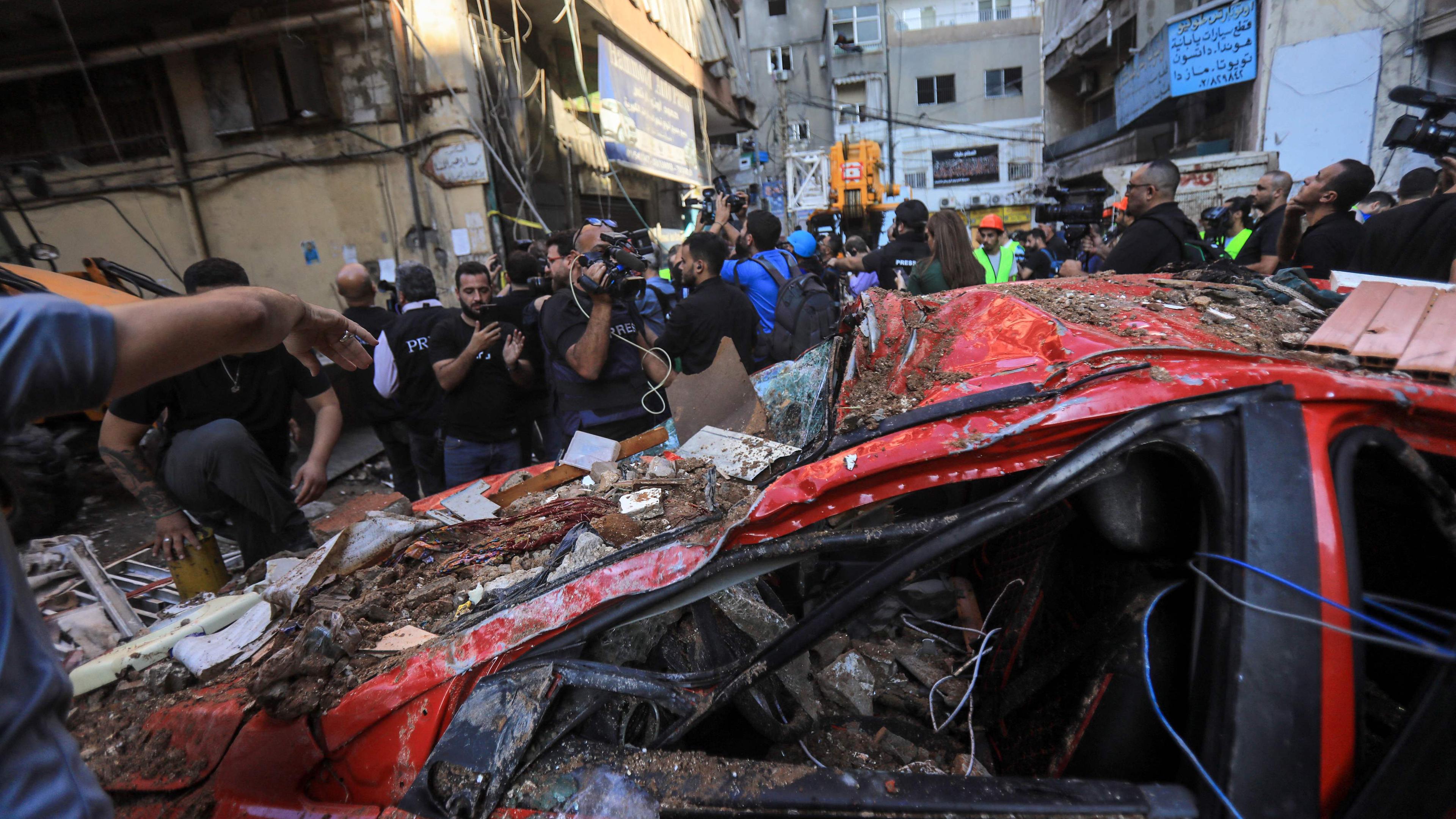 Zerstörte Wohngebäude in Beirut nach israelischen Luftangriffen