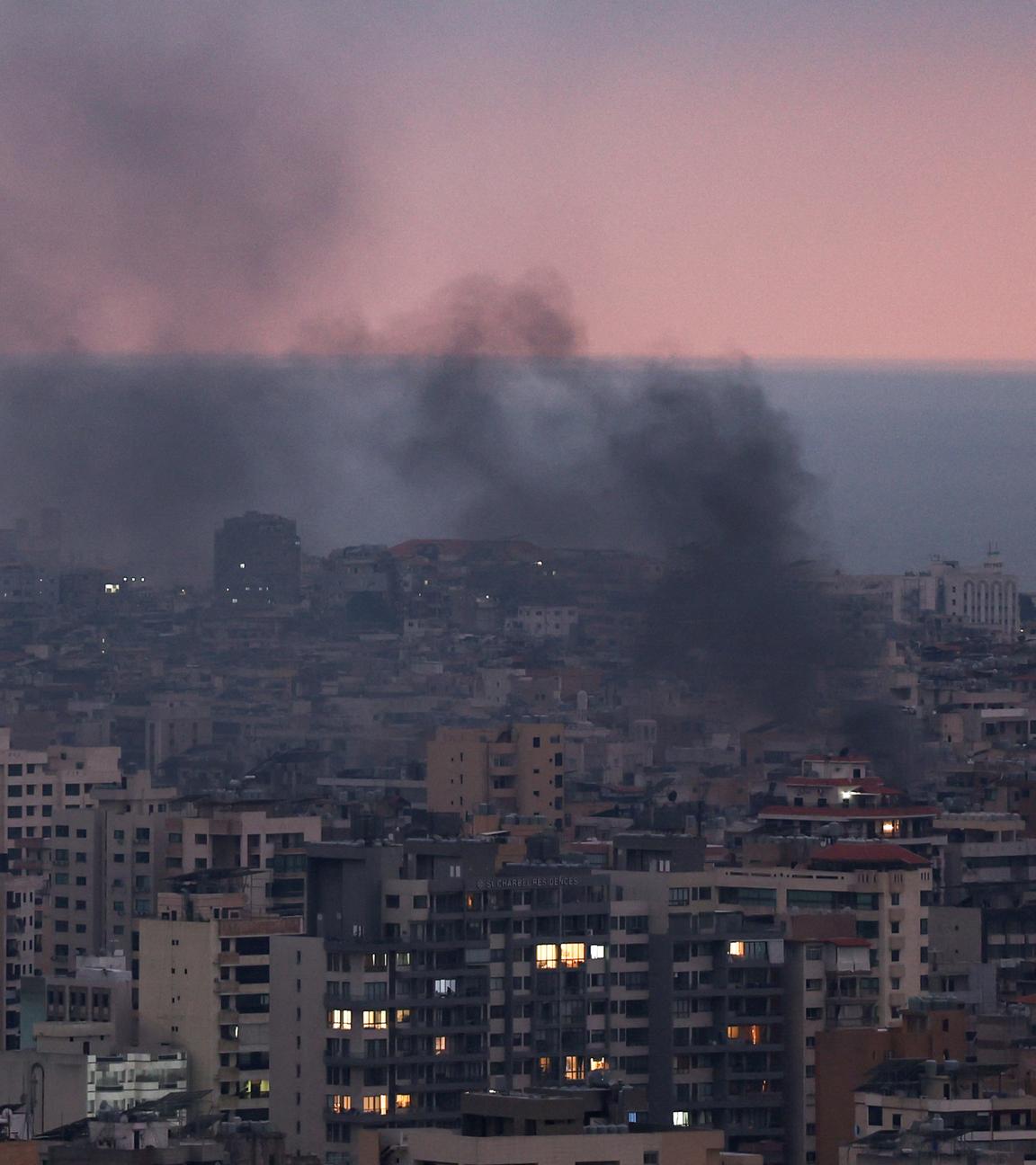 Rauch über Beirut, nach einem Raketenangriff durch Israel