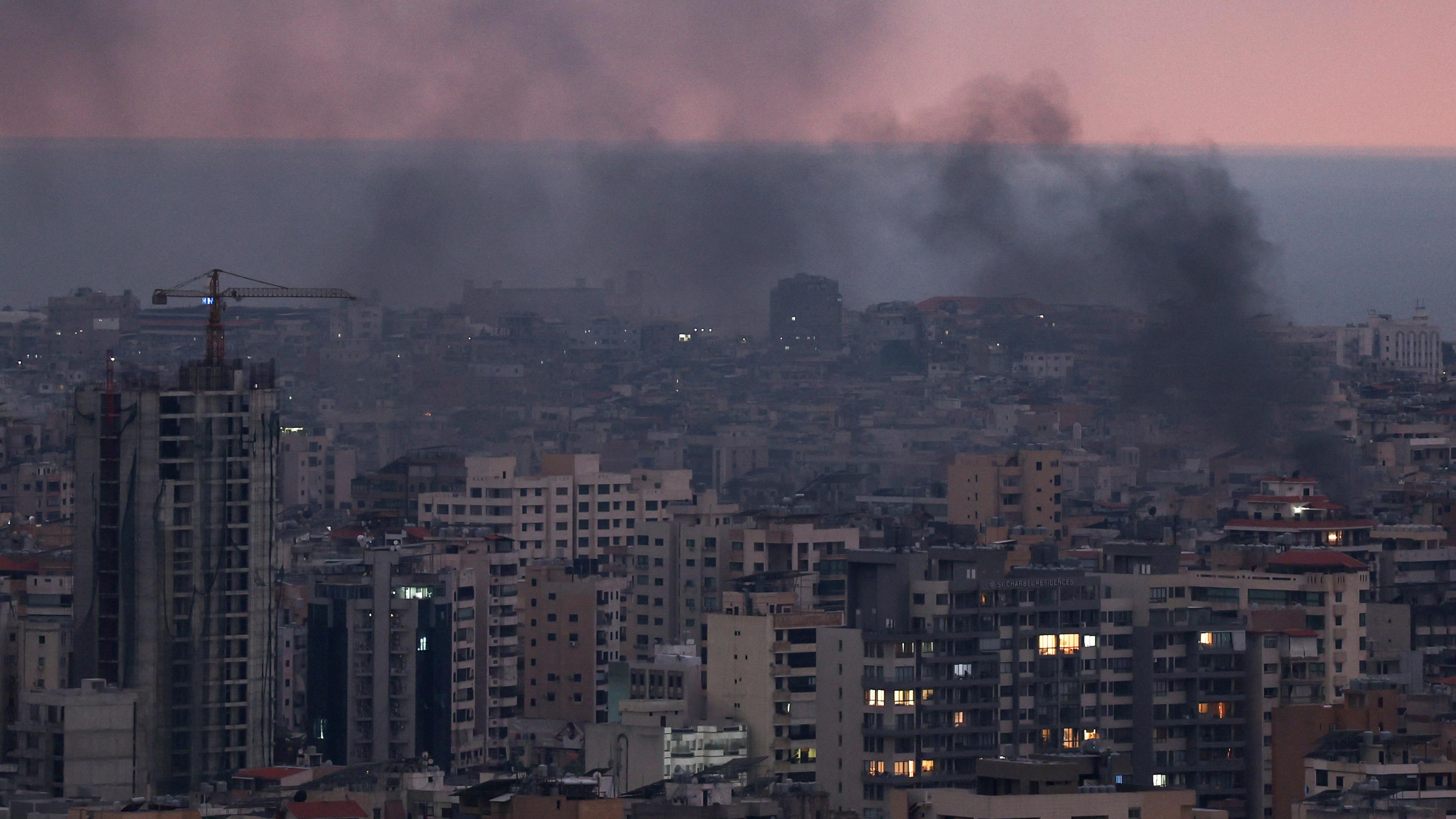 Rauch über Beirut, nach einem Raketenangriff durch Israel