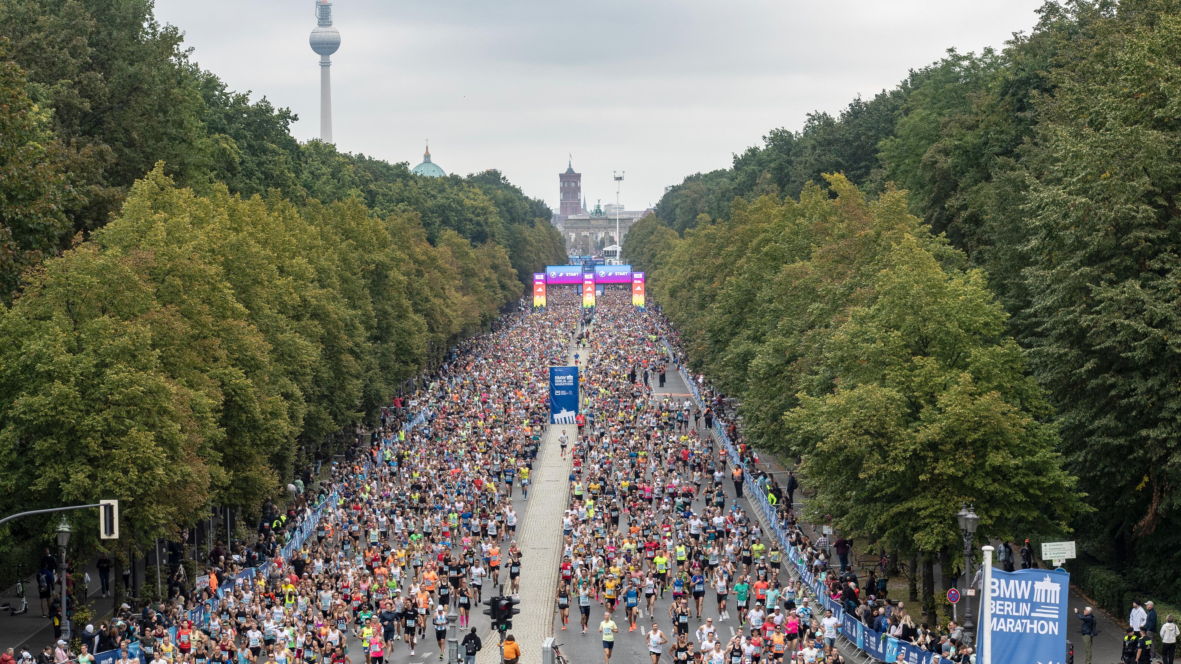 Ein Teil des Starterfelds beim Berlin-Marathon 2023.