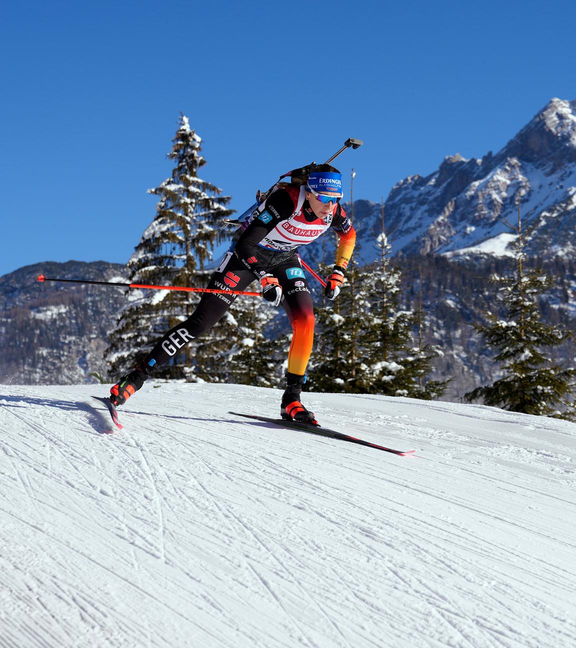 Biathletin Franziska Preuß beim Weltcup in Hochfilzen