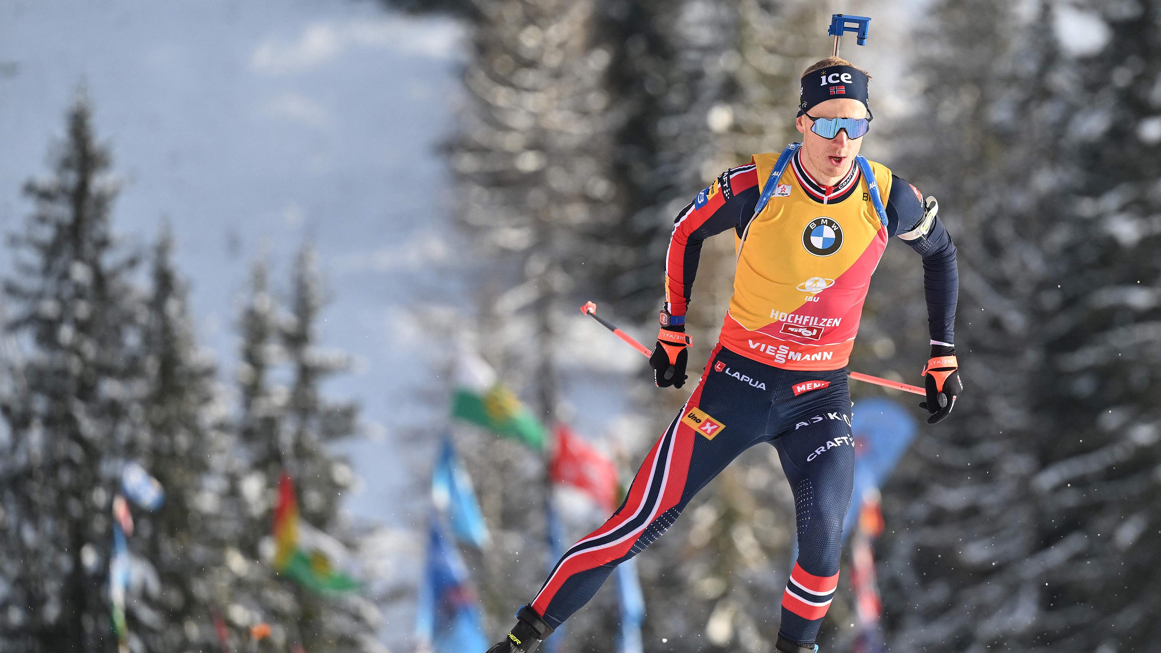 Johannes Thingnes Bo, aufgenommen am 14.12.2024 in Hochfilzen (Österreich)