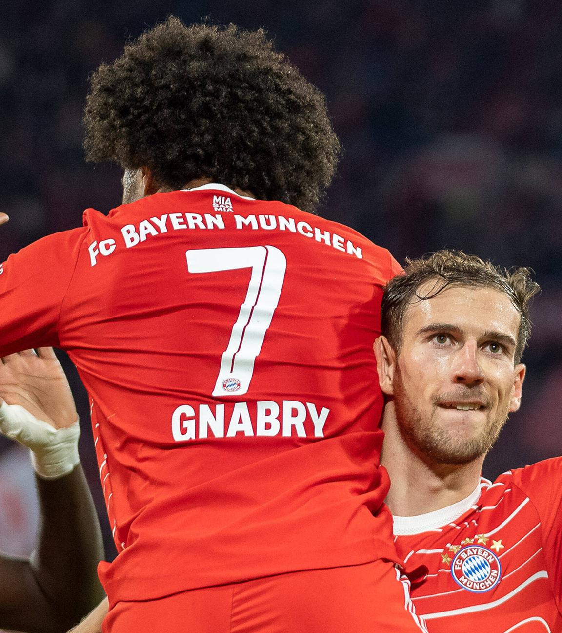 08.11.2022, München: Tor zum 2:1 durch Serge Gnabry (FC Bayern München) gegen Werder Bremen