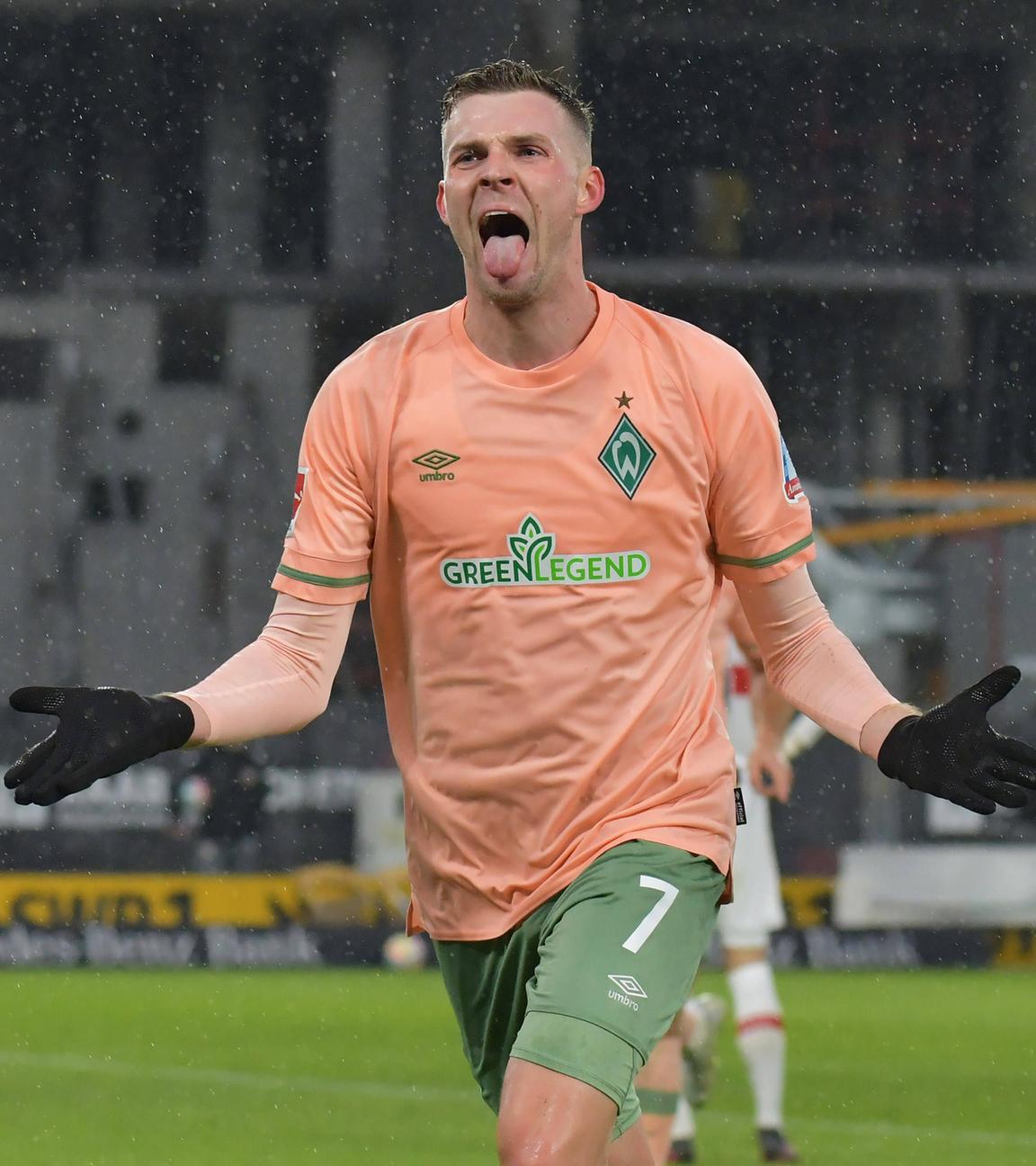 05.02.2023, Stuttgart: Marvin Ducksch (SV Werder Bremen) bei seinem 0:2-Treffer