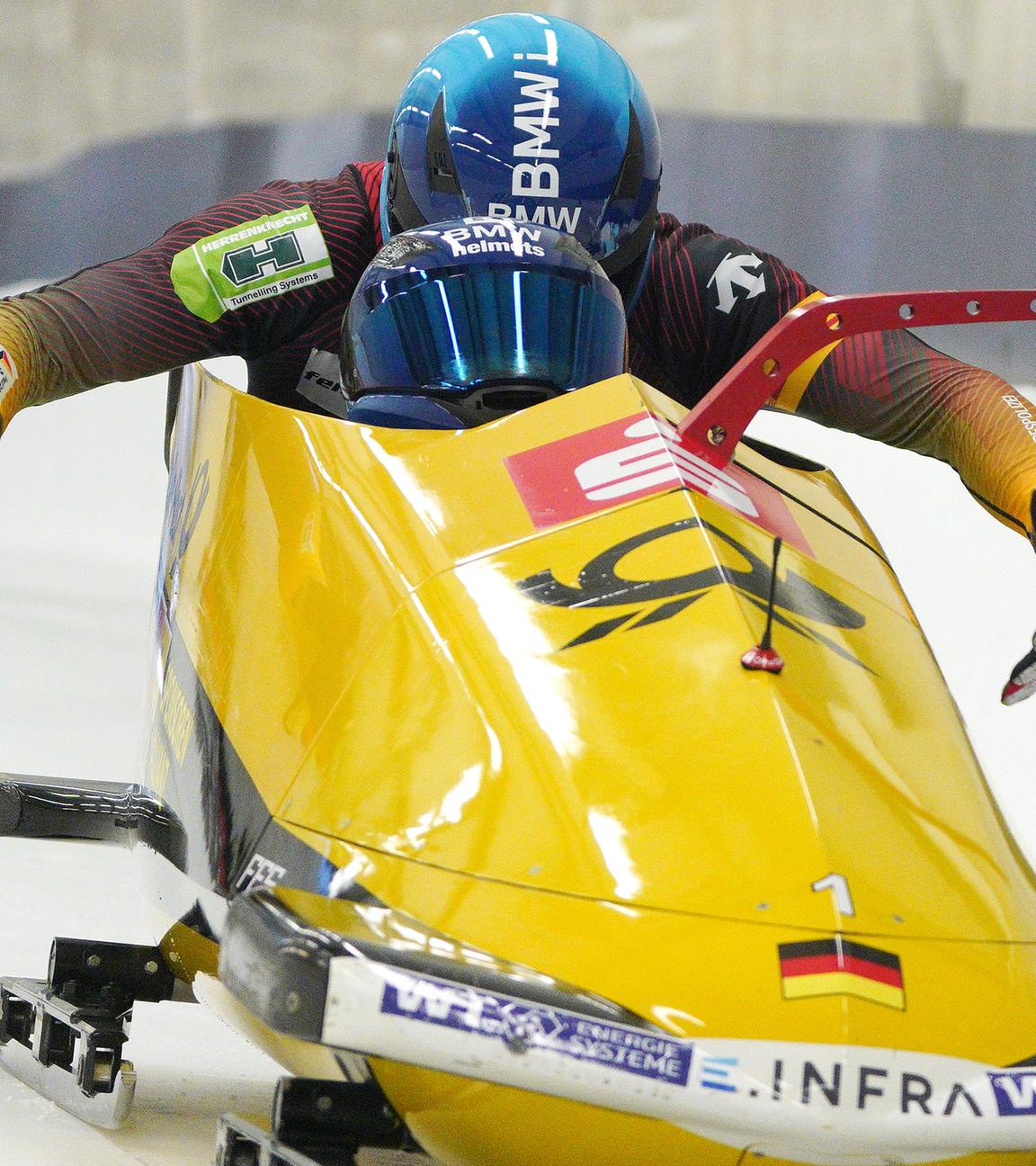 Bob-Weltcup: Francesco Friedrich und Simon Wulff, aufgenommen am 14.12.2024 in Sigulda (Lettland)