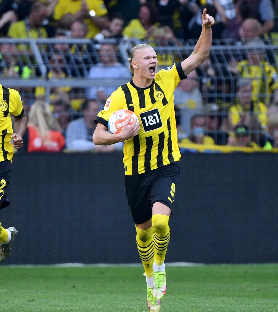 Torjubel nach Tor zum 1:1 von Erling Haarland (Borussia Dortmund) am 14.05.2022.