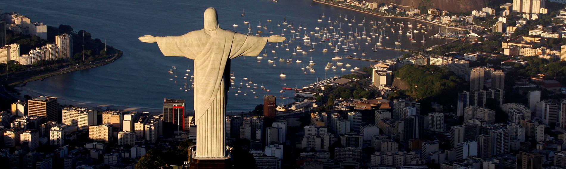 Die Christusstatue auf dem Berg Corcovado in Rio de Janeiro in Brasilien.