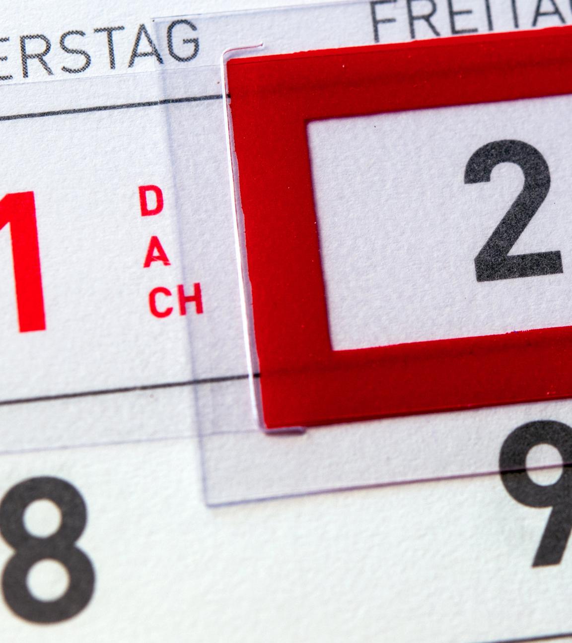 Kalender zeigt einen Brückentag