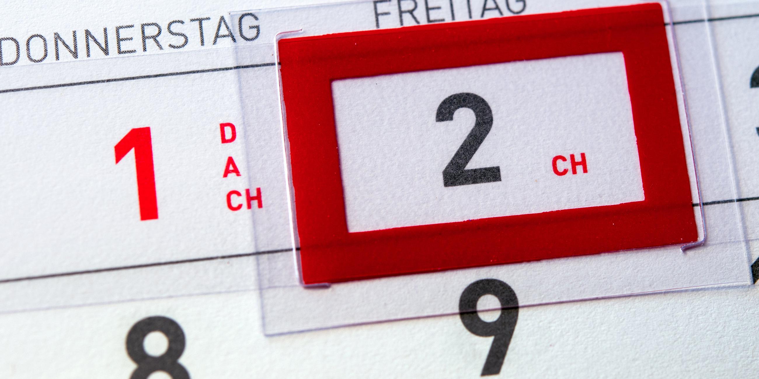 Kalender zeigt einen Brückentag