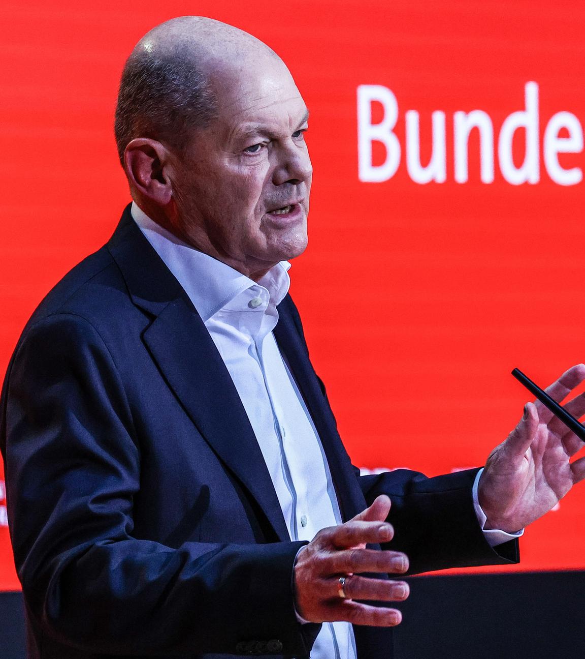 Bundeskanzler Olaf Scholz bei einer Wahlkampfveranstaltung in Berlin