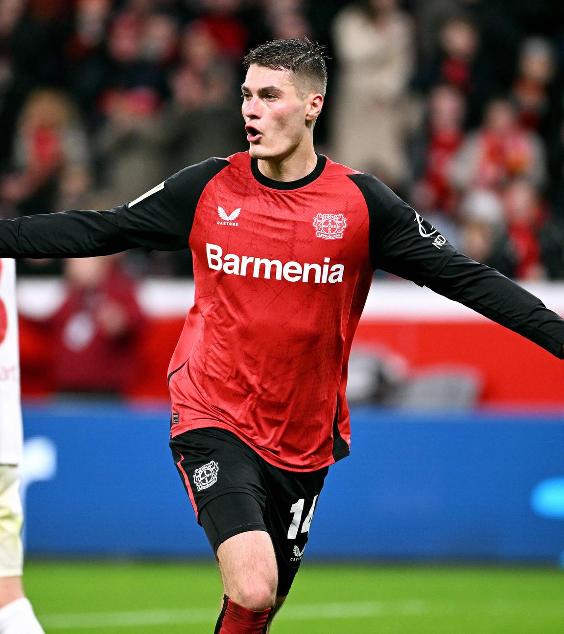 Leverksuens Patrik Schick jubelt nach seinem Tor zum 3:1 gegen Freiburg.