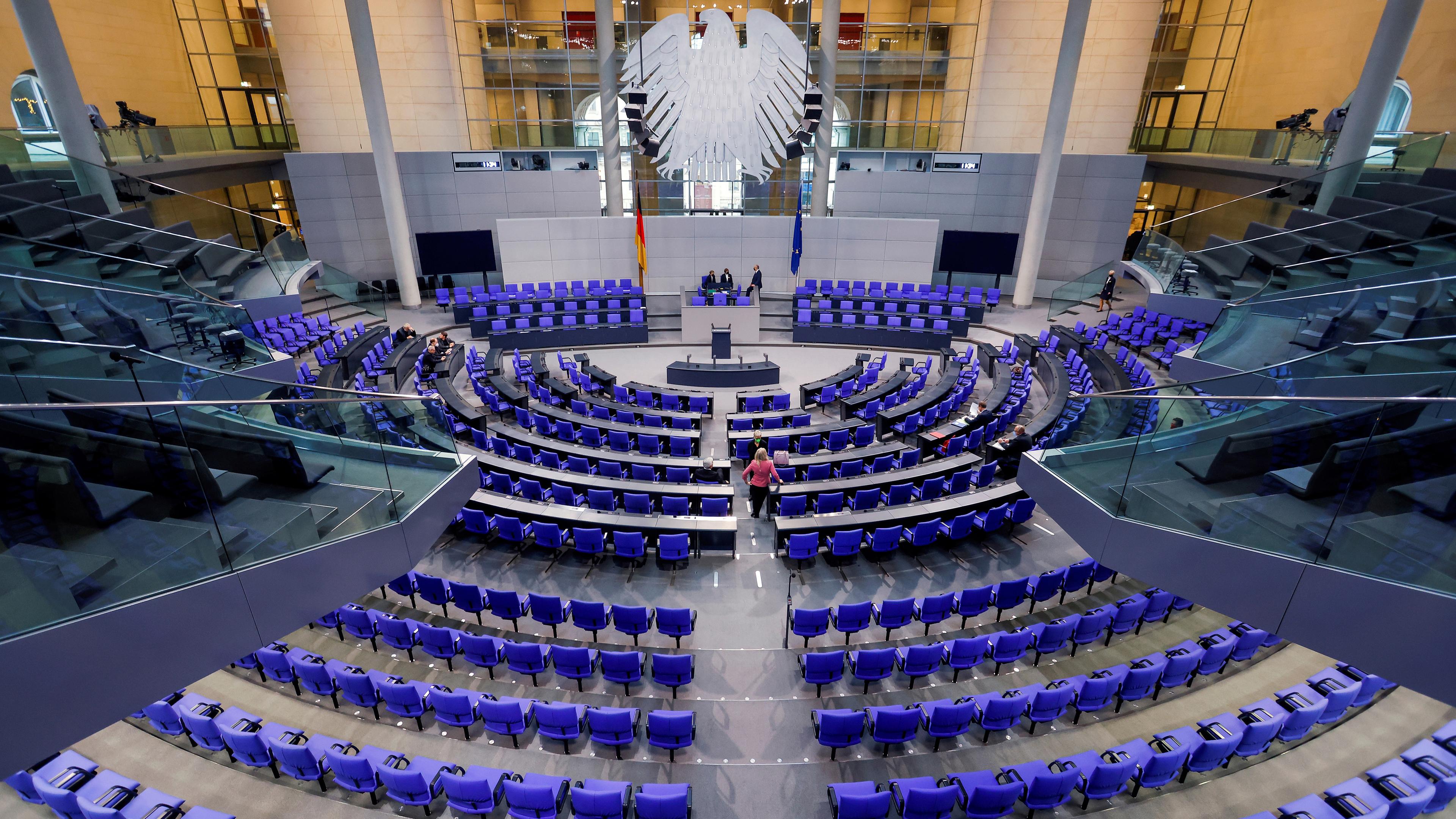 Sitzungssaal des Bundestages in Berlin, aufgenommen am 07.12.2021