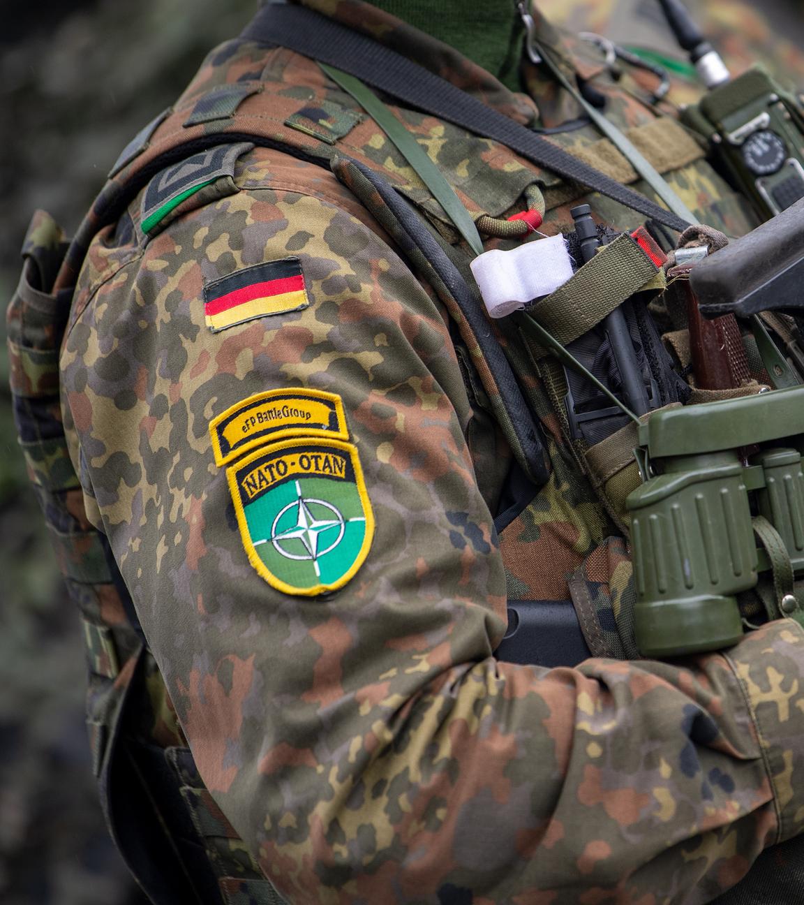 Litauen, Rukla: Soldaten der Enhanced Forward Presence (eFP) Battle Group in voller Ausrüstung. (Archivbild)