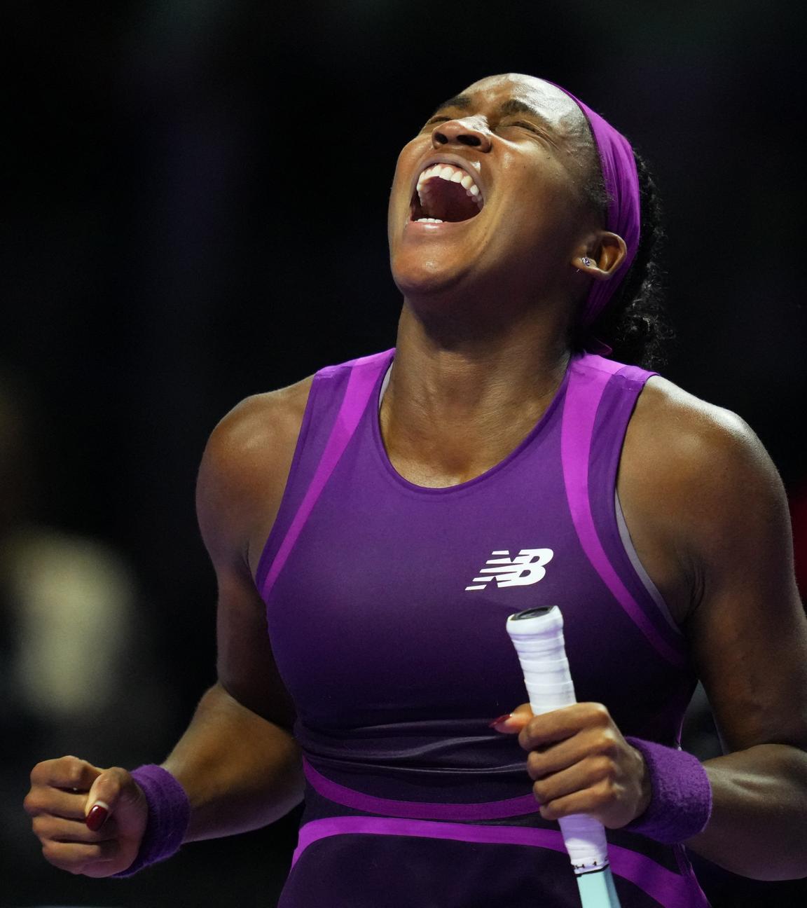 Coco Gauff jubelt nach ihrem Sieg gegen Qinwen Zheng.