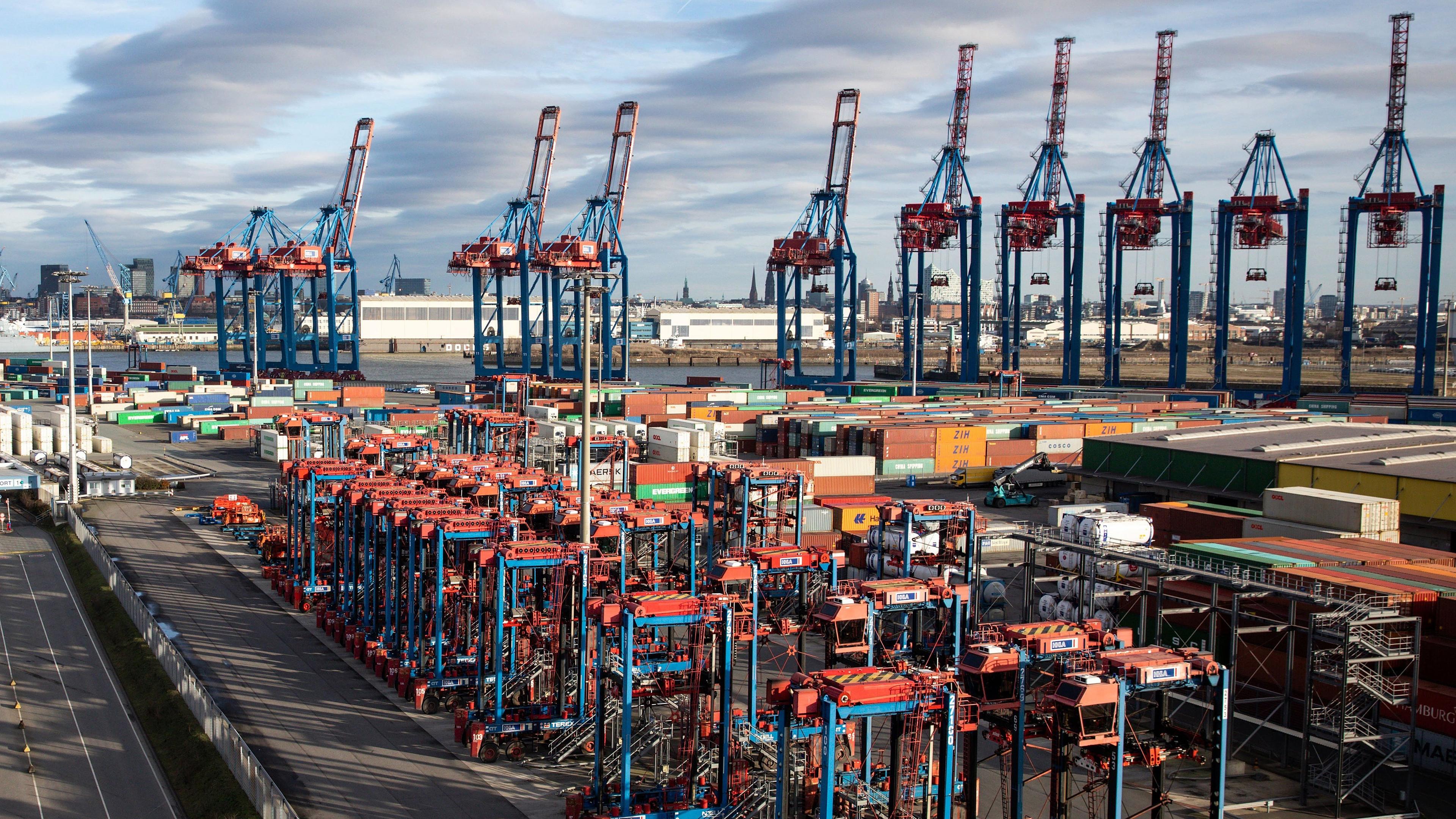 Container Terminal Tollerort im Hamburger Hafen, aufgenommen am 15.01.2020