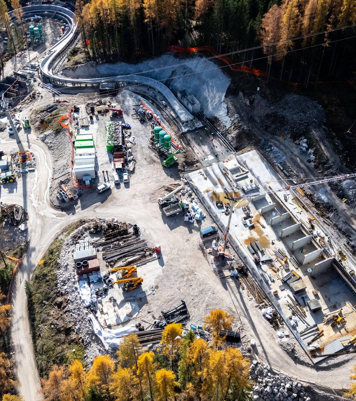 Baustelle des Eiskanals in Cortina d'Ampezzo