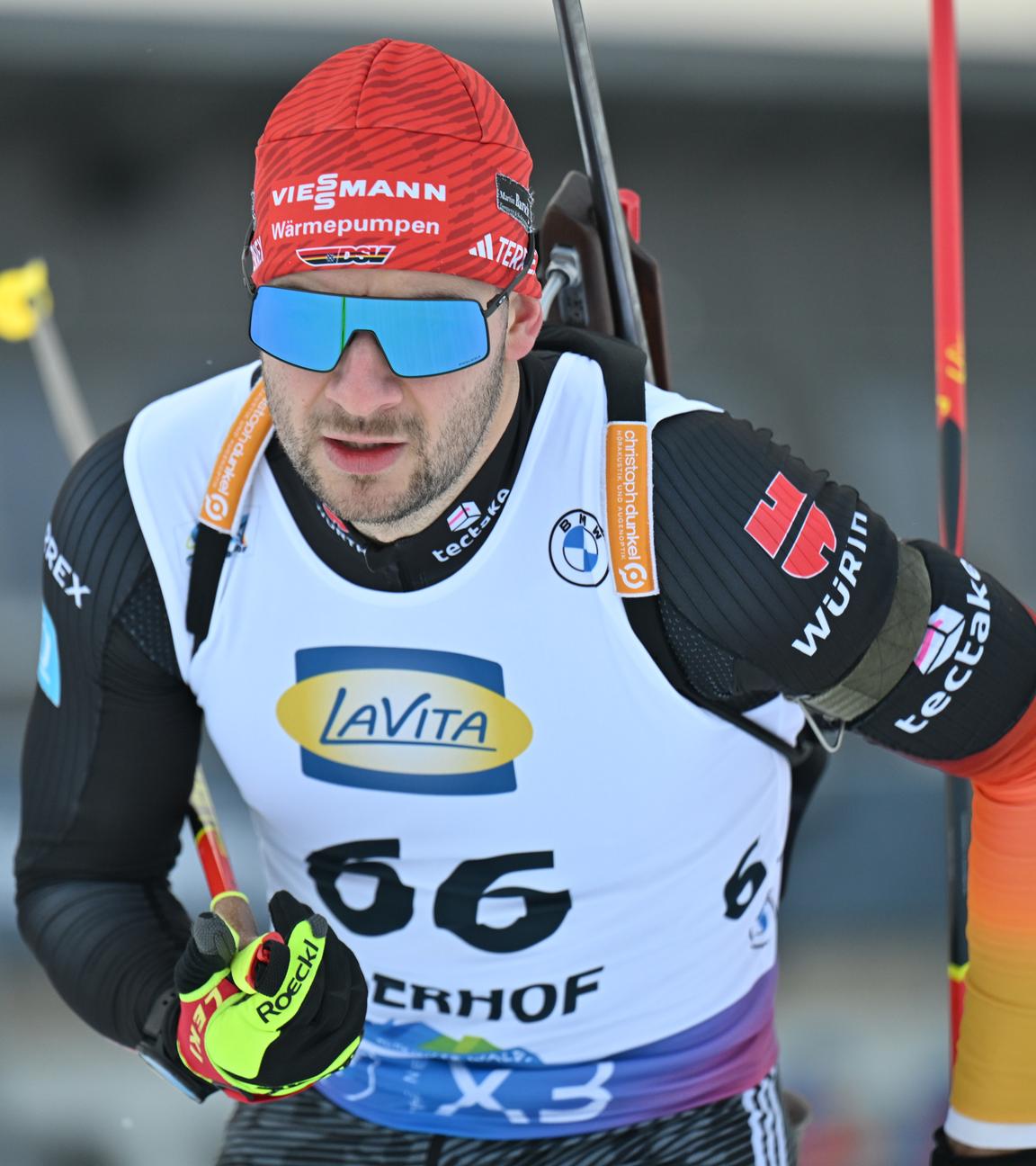 Deutschlands Biathlet Danilo Riethmüller in Aktion in Oberhof