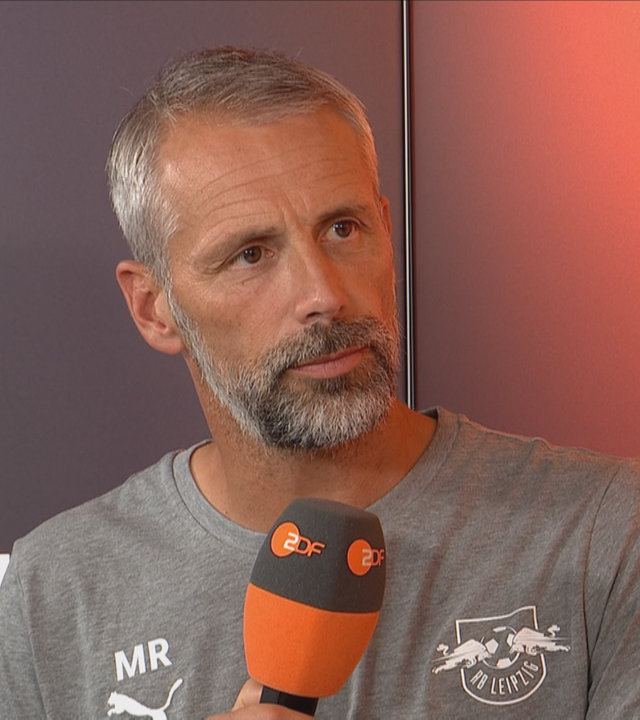 Leipzigs Trainer Marco Rose beim Interview im aktuellen Sportstudio.