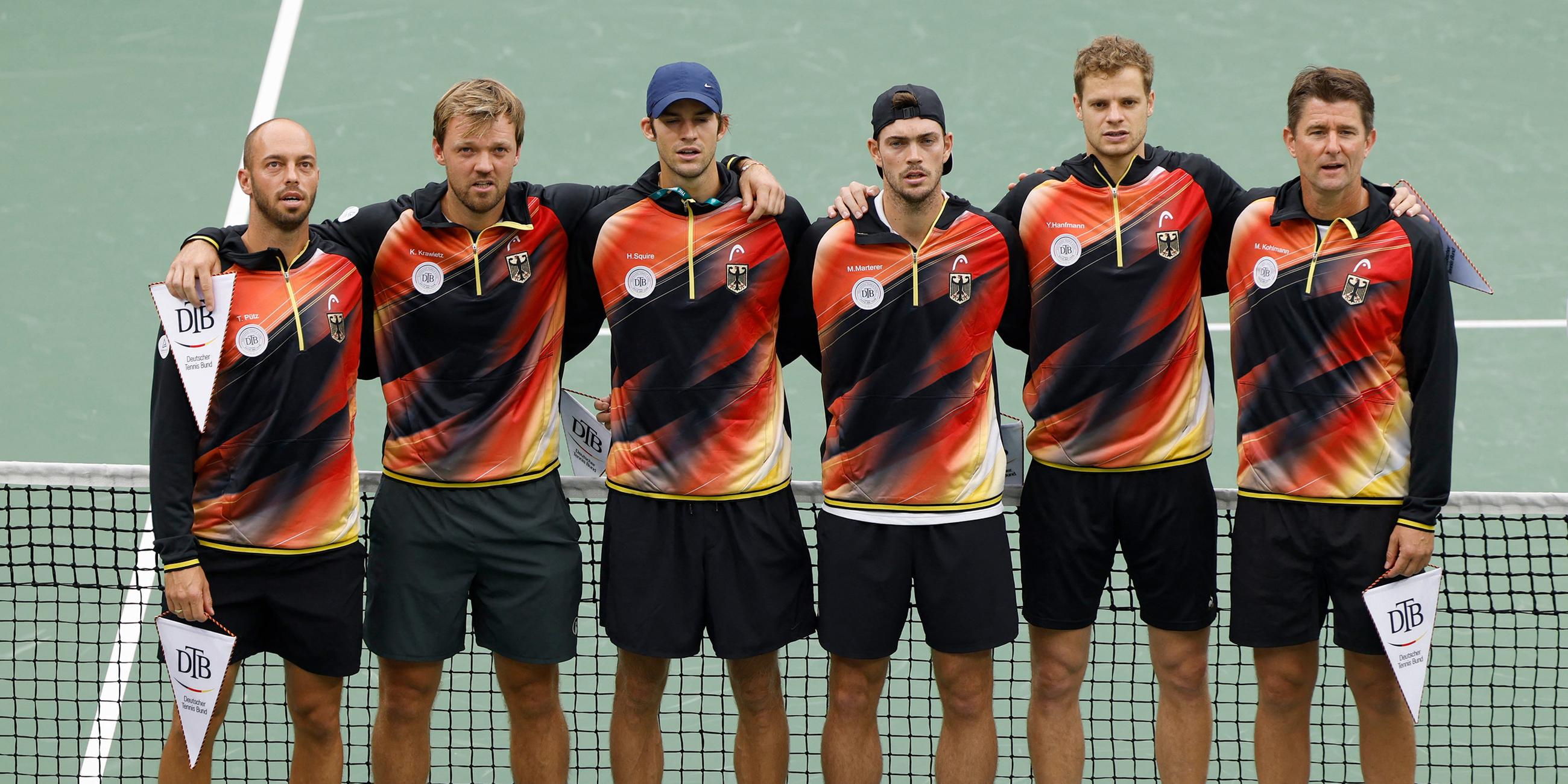 Das deutsche Davis-Cup-Team vor dem Spiel gegen Chile.