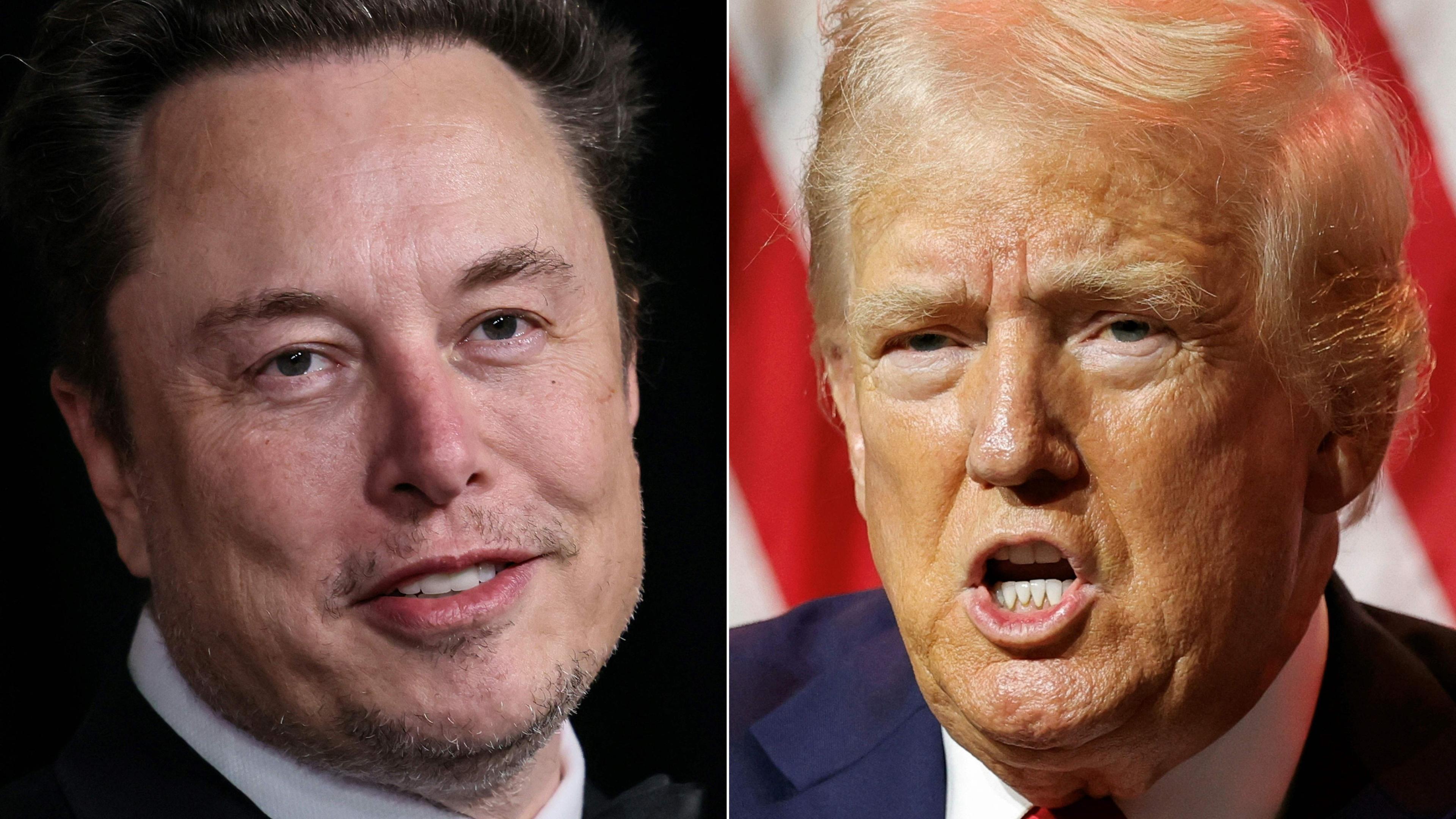 Elon Musk auf der linken Seite, rechts daneben Donald Trump.