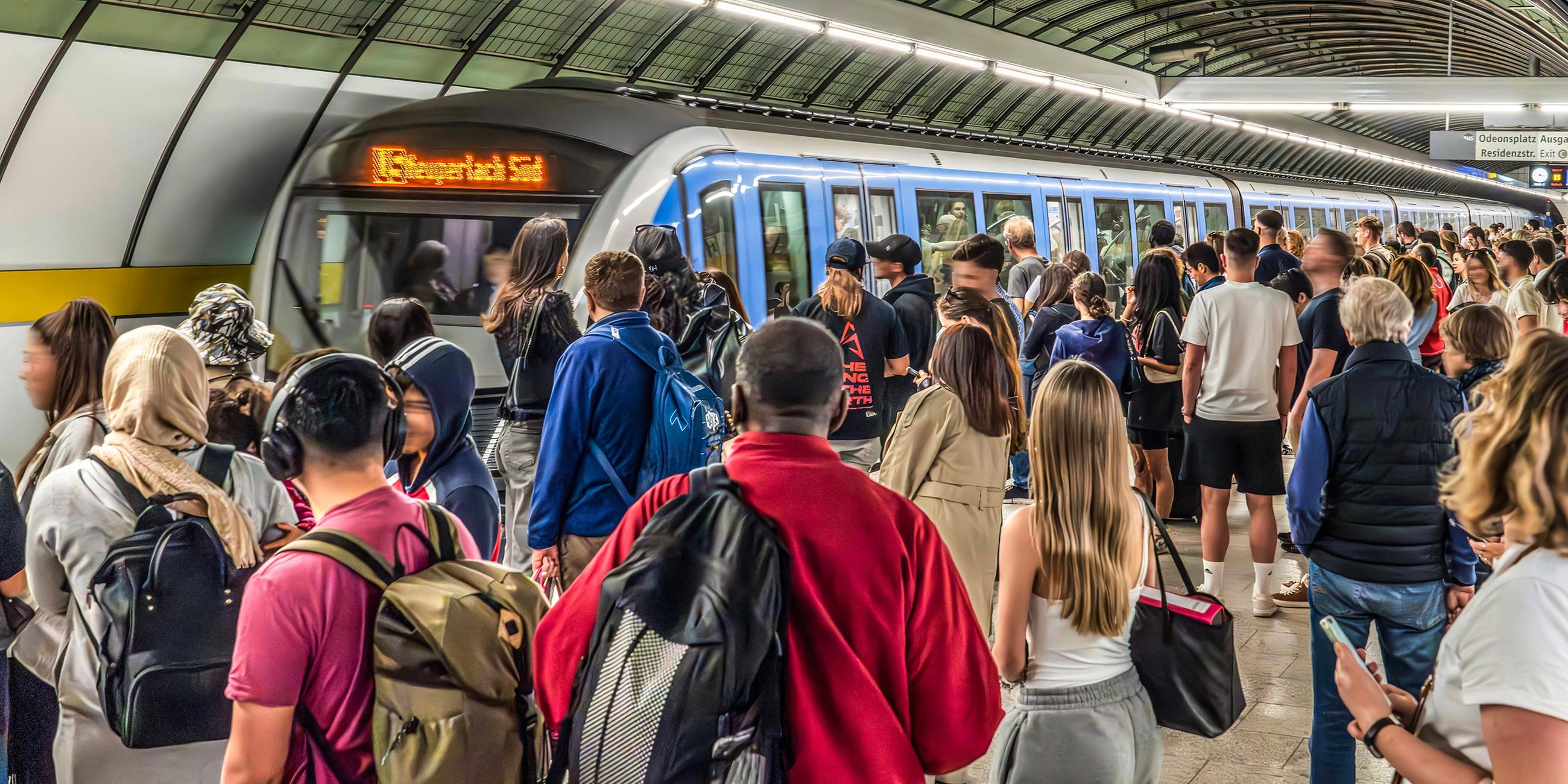 Einfahrende U-Bahn-Linie in München