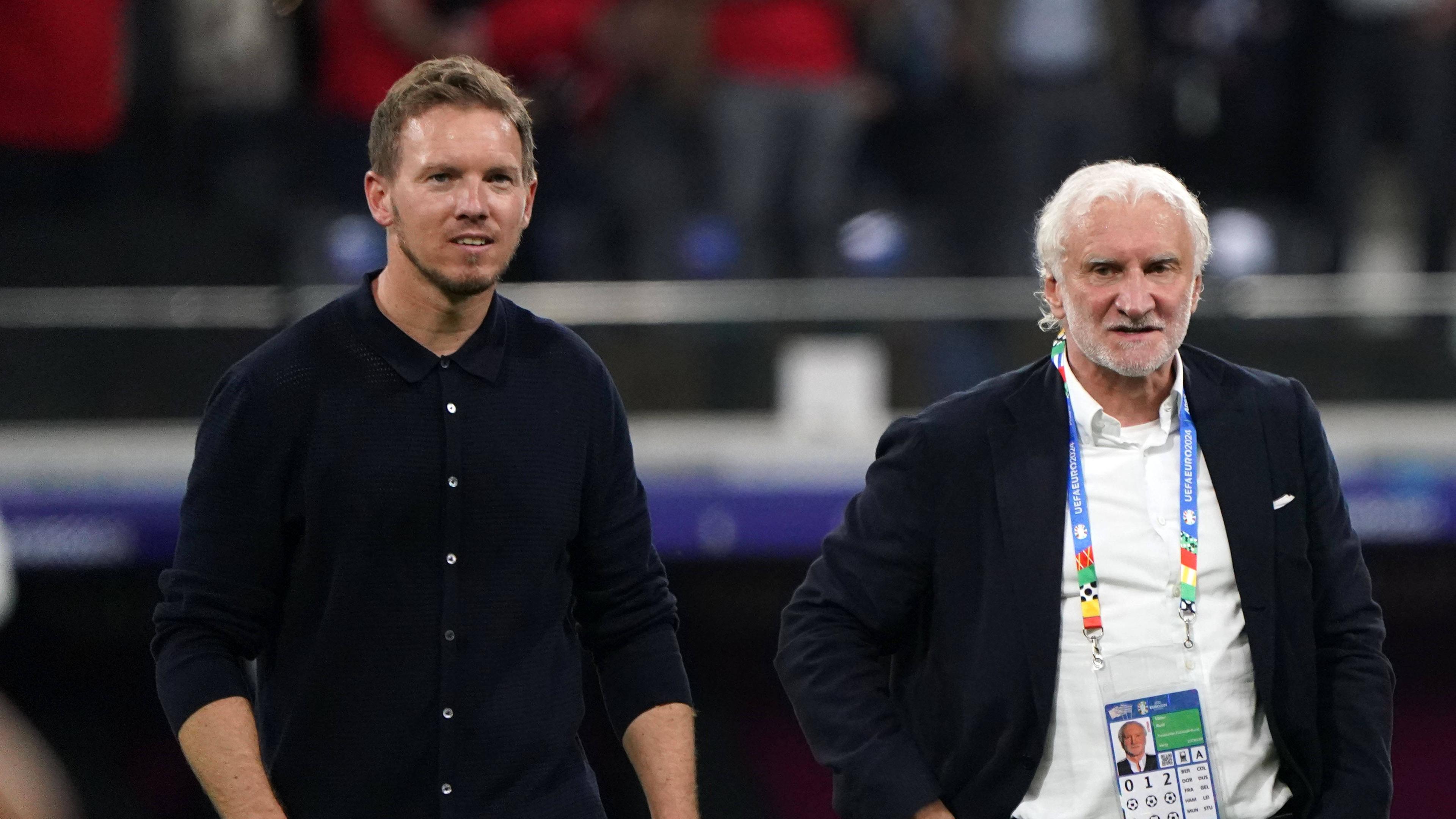 Bundestrainer Julian Nagelsmann und DFB-Chef Rudi Völler während der EM 2024.