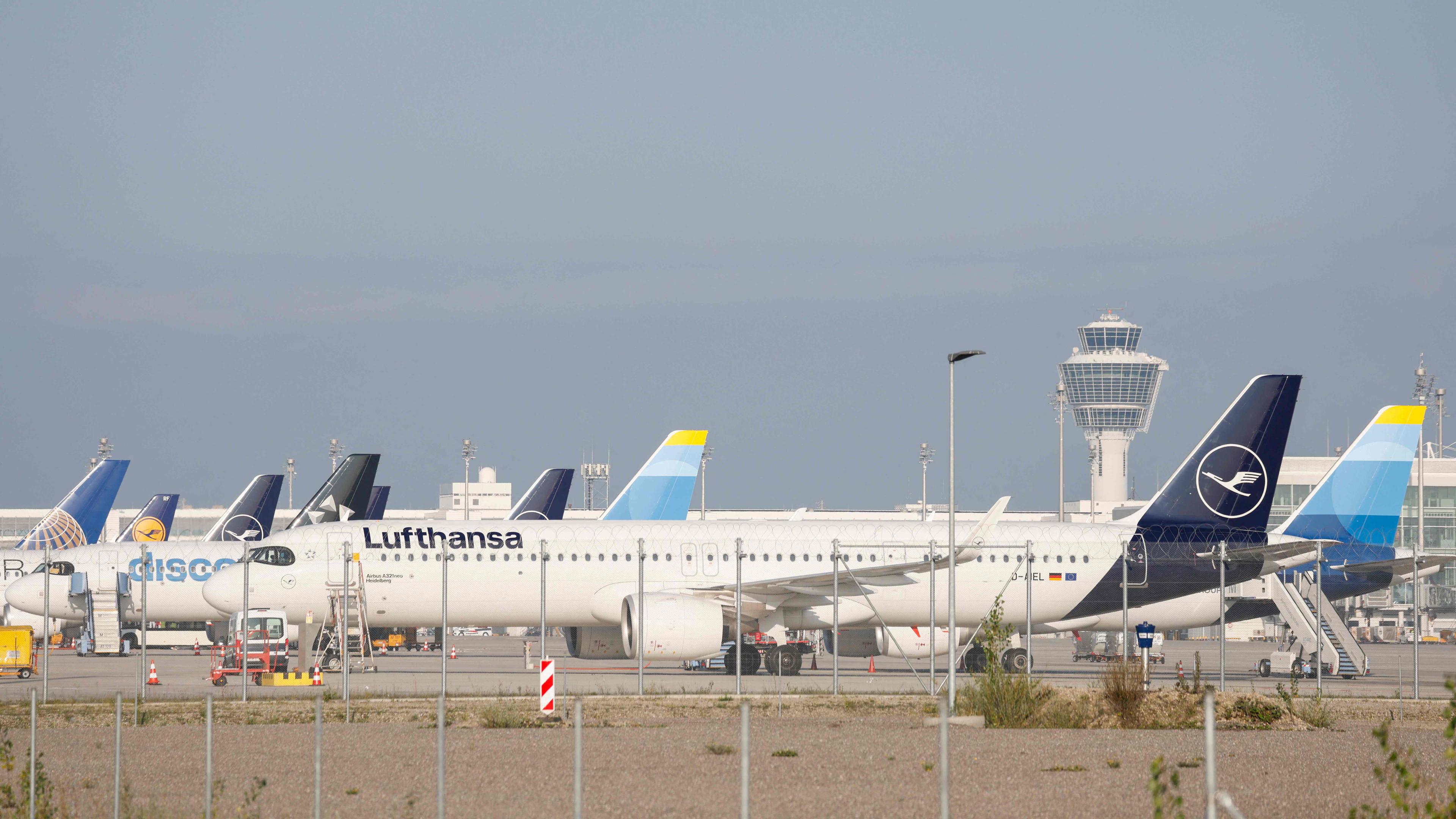 Airport München: Flugzeuge der Lufthansa-Tochter Discover und andere Lufthansa-Maschinen