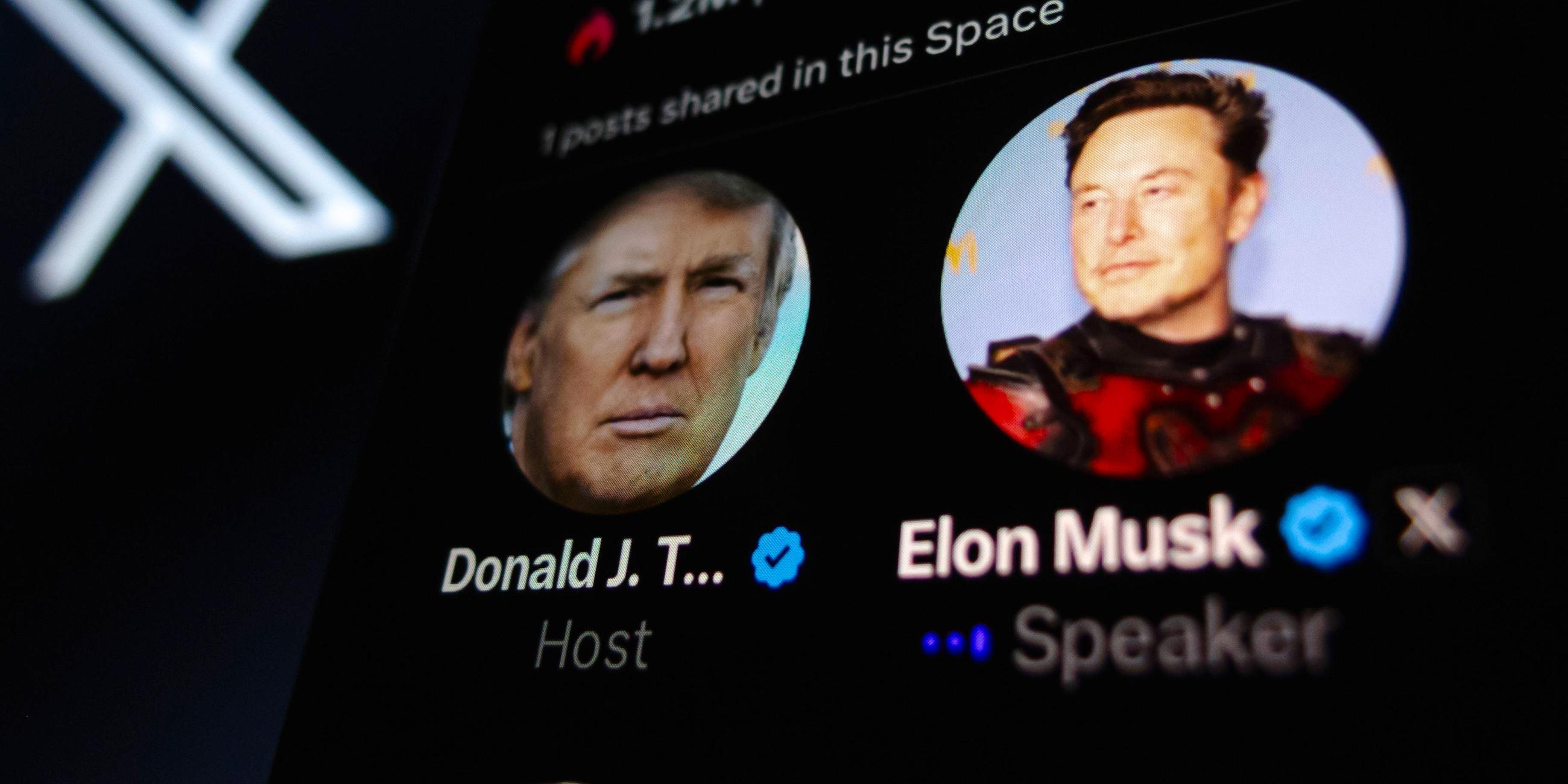 Donald Trumps und Elon Musk auf der Social-Media-Plattform X, aufgenommen am 12.08.2024