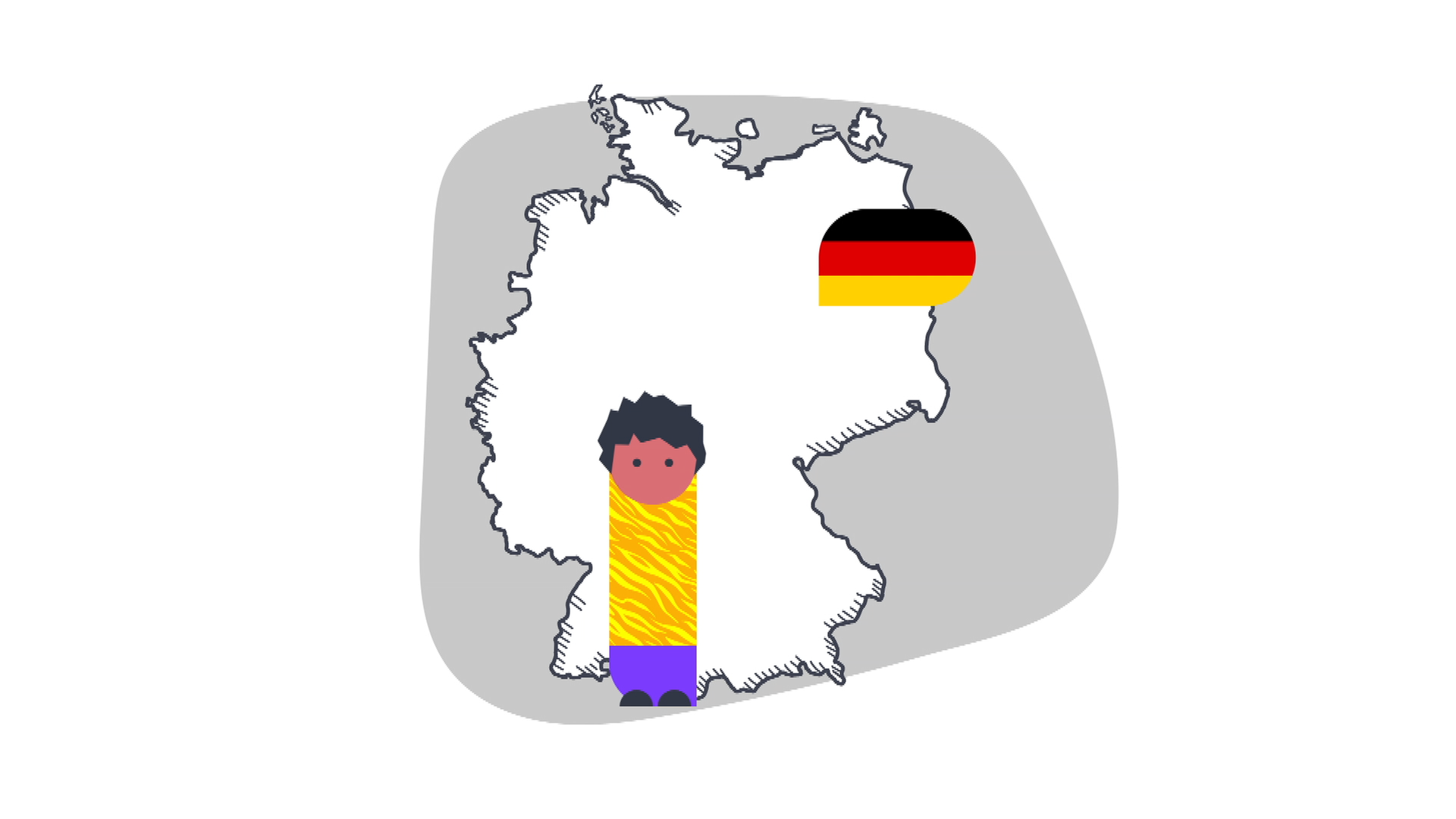 Die Landkarte von Deutschland und eine Flagge