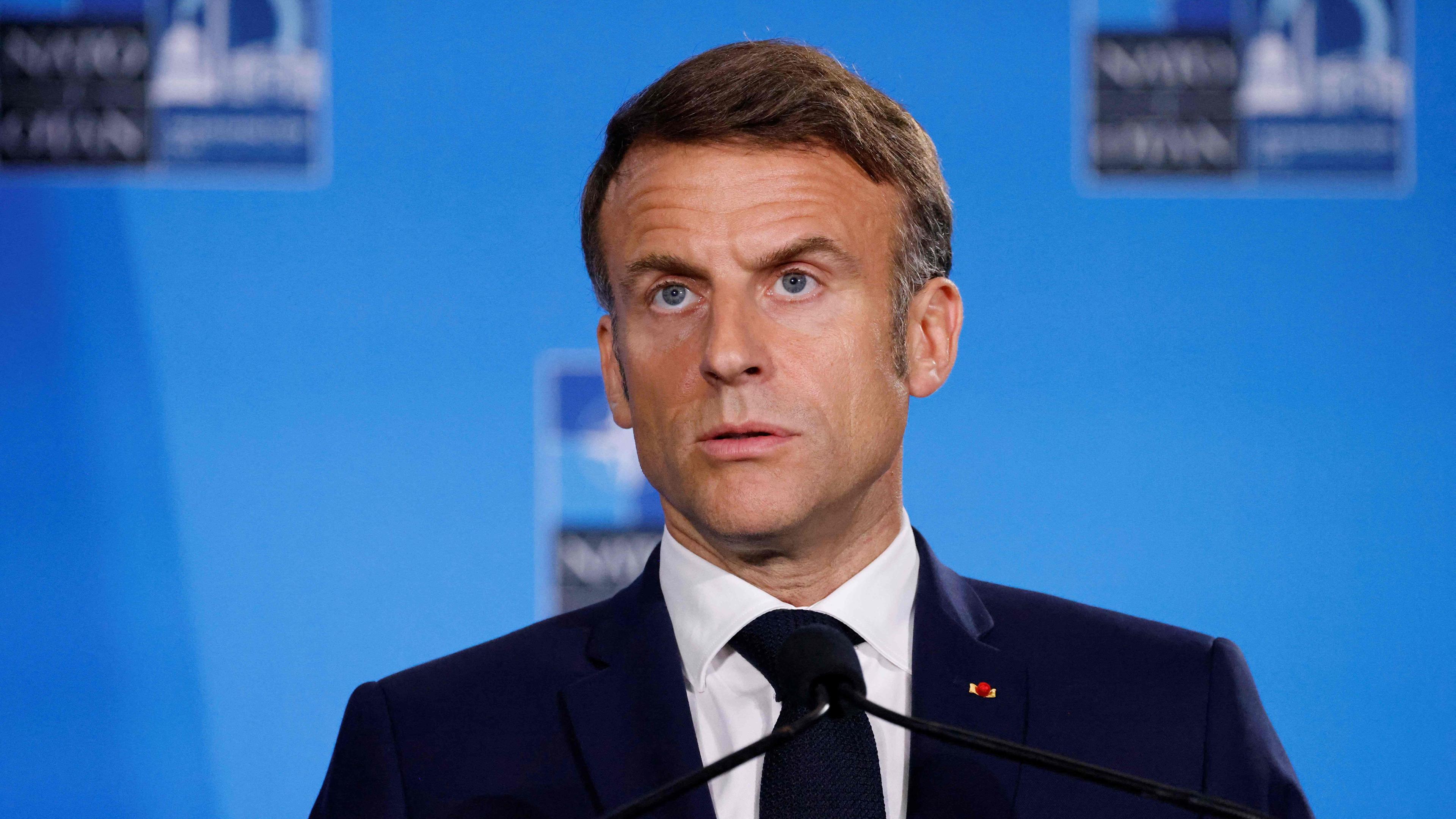 Emmanuel Macron nimmt am NATO Gipfel am 11.07.2024 teil.