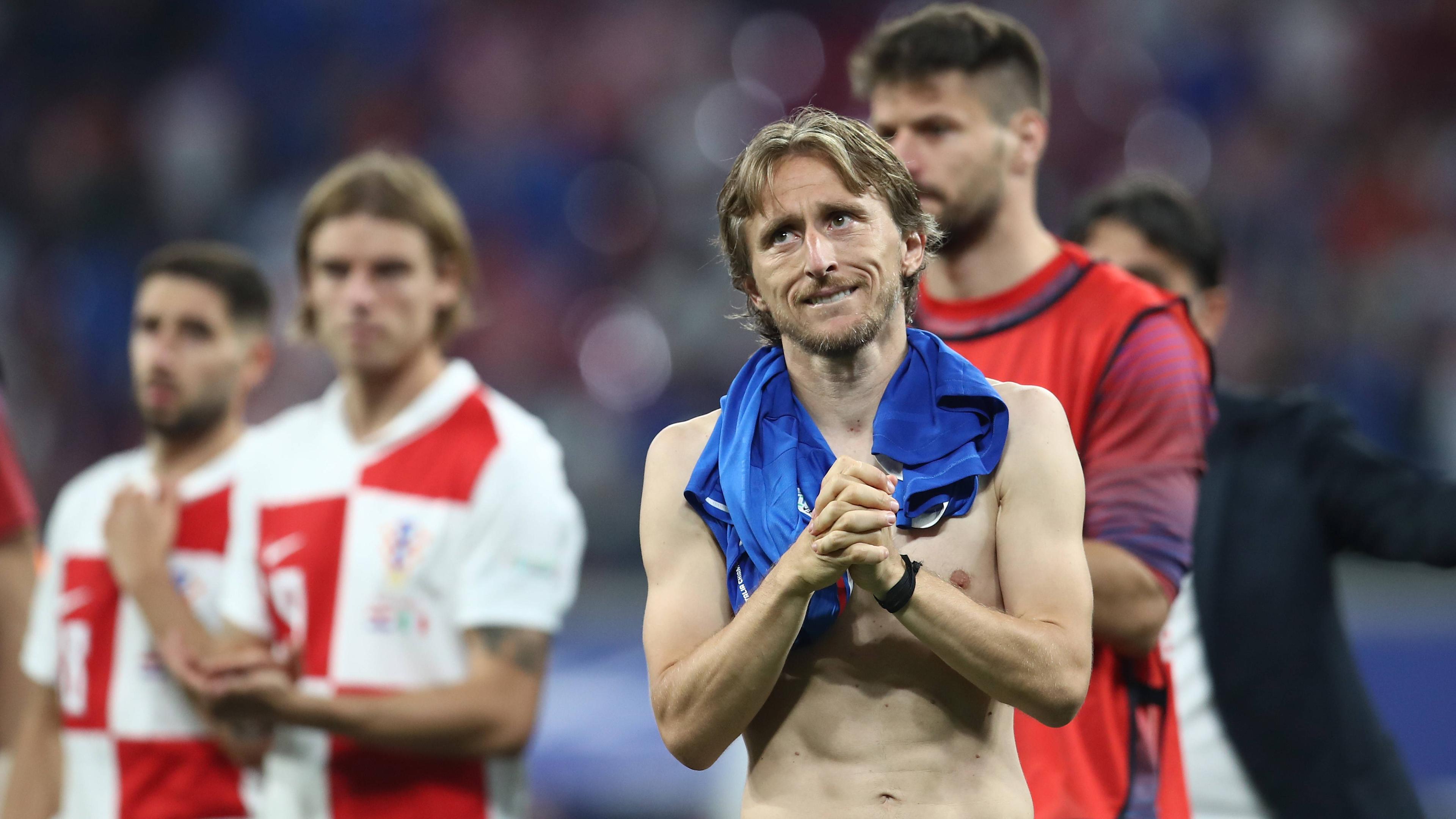 Kroatiens Luka Modric ist enttäuscht nach dem Spiel gegen Italien am 24.06.2024.