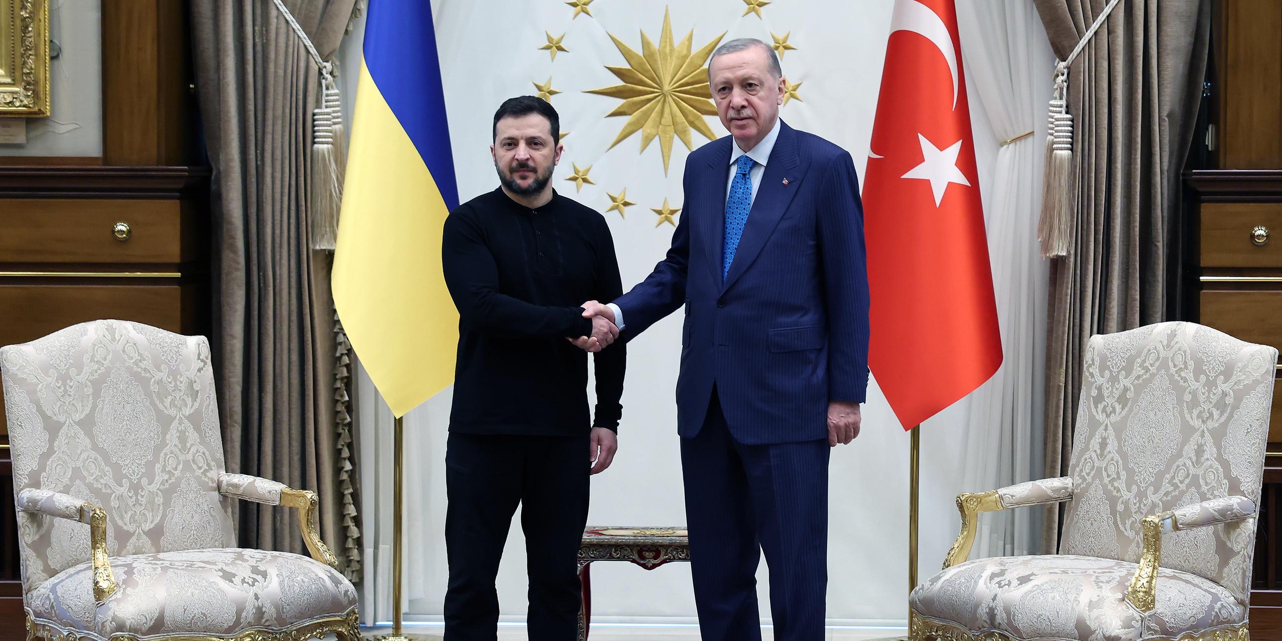 Präsident Recep Tayyip Erdogan und der ukrainische Präsident Wolodymyr Selenskyj