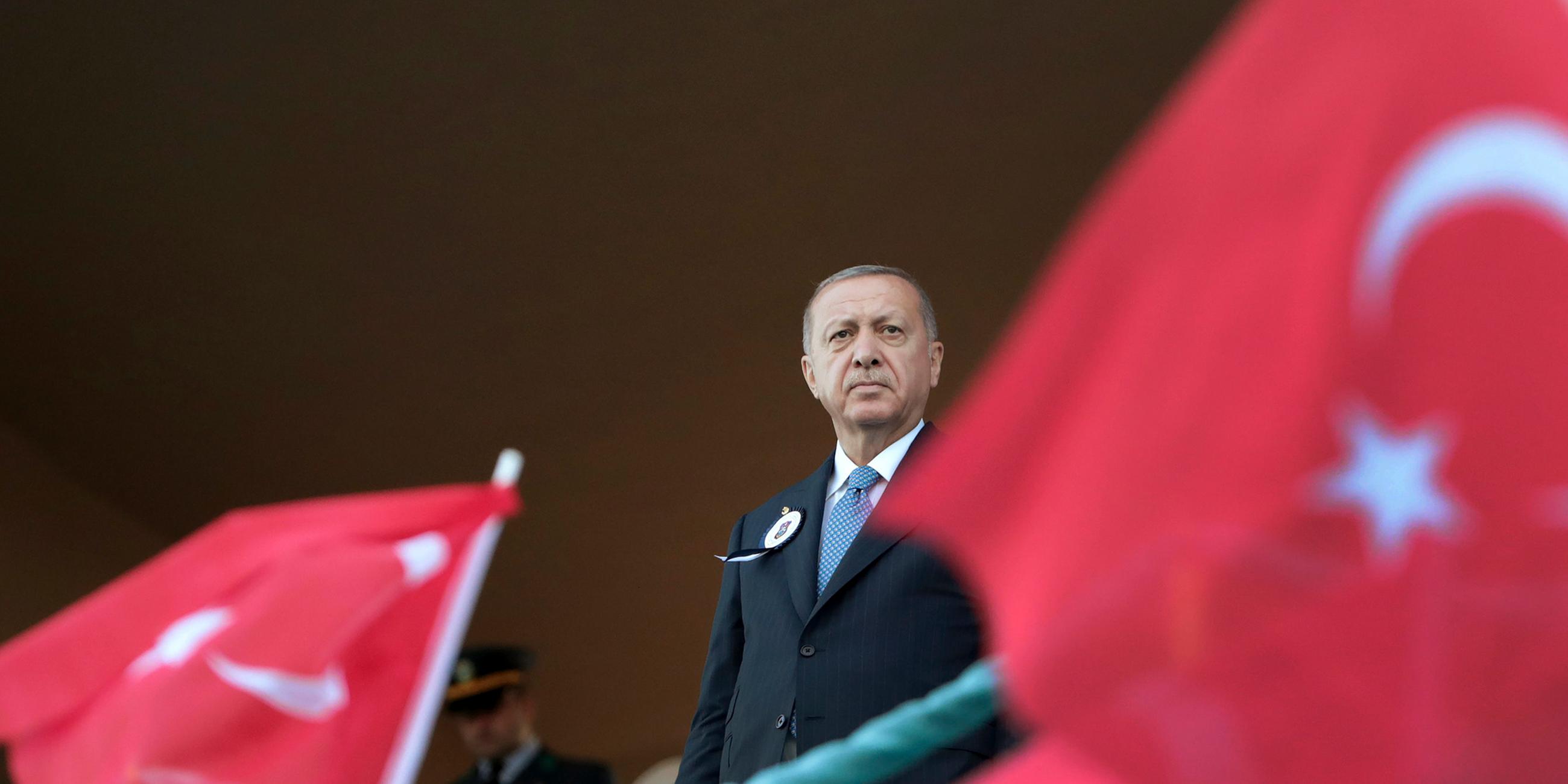 Archiv: Der türkische Präsident Recep Tayyip Erdogan während einer Zeremonie in Instanbul am 31.08.2019